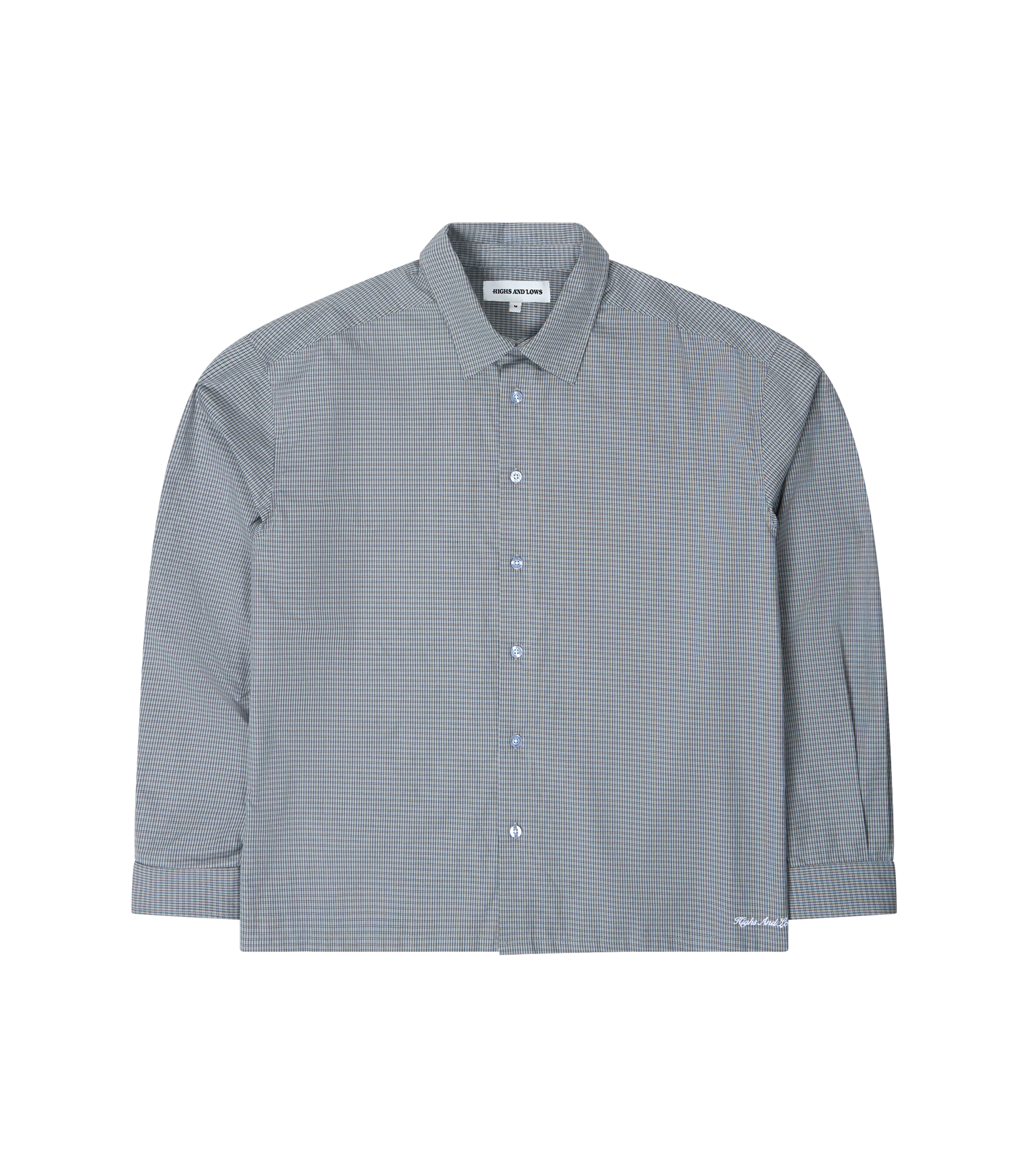 Script L/S Wright Shirt - Grey / Blue Micro Check