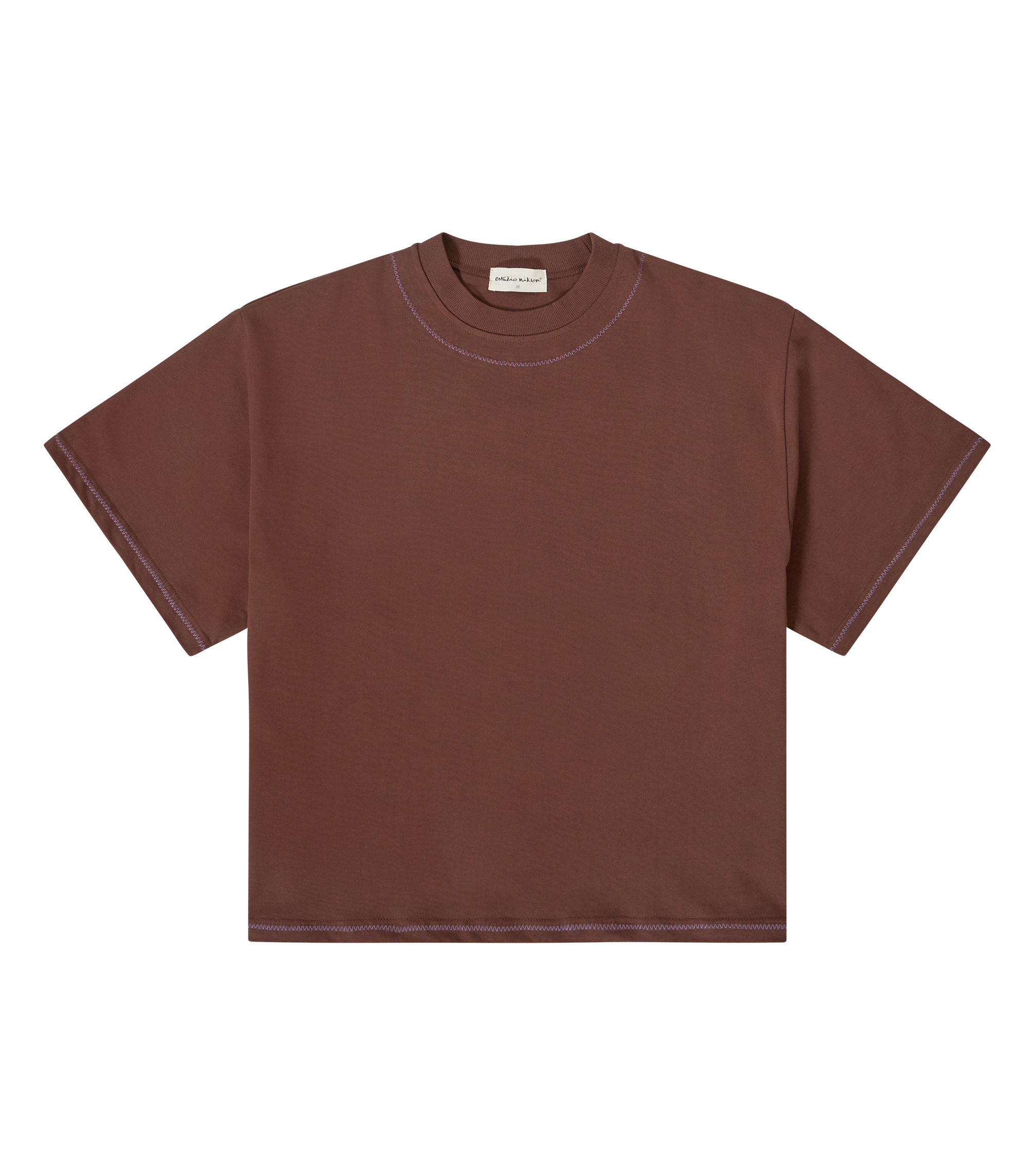 Hand-Embroidered Cropped Tee - Brown
