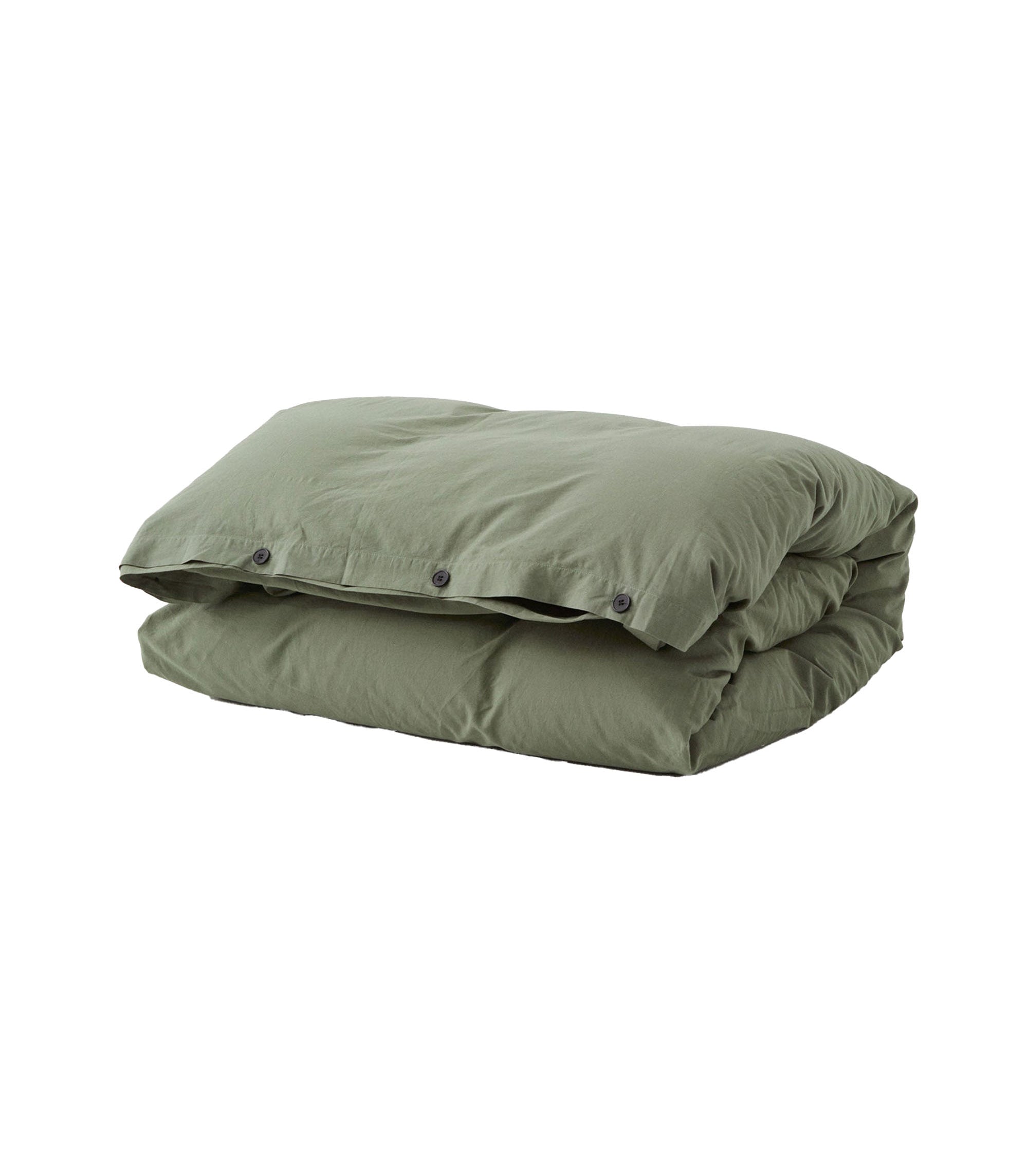 Cotton Peracle Queen Duvet Cover - Olive Green