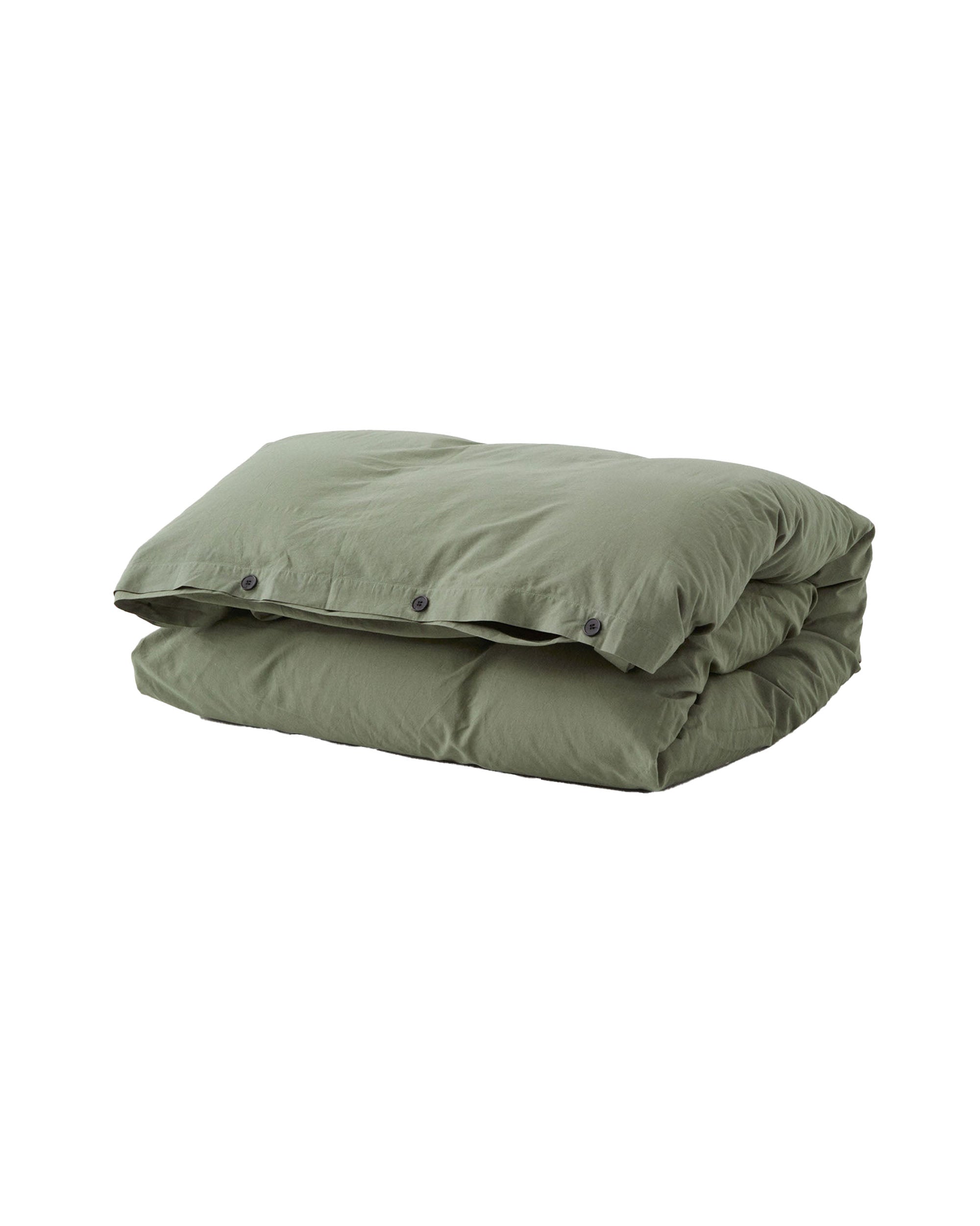 Cotton Peracle Queen Duvet Cover - Olive Green