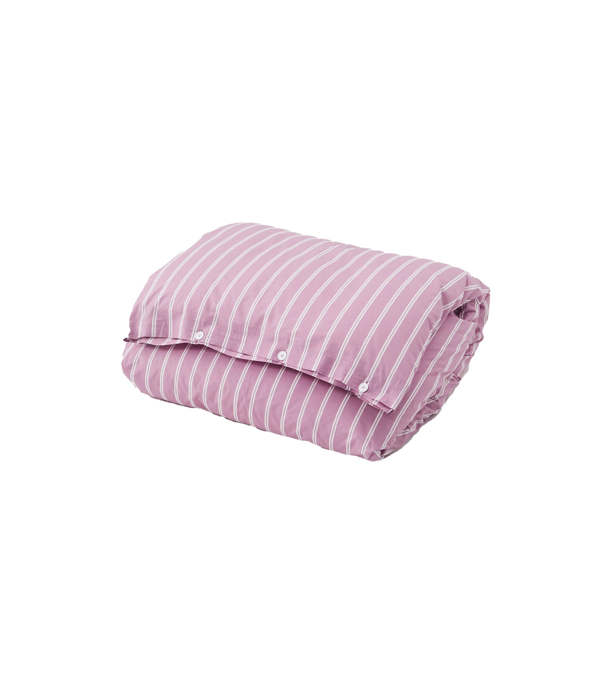 Cotton Peracle Queen Duvet Cover - Mallow Pink Stripes