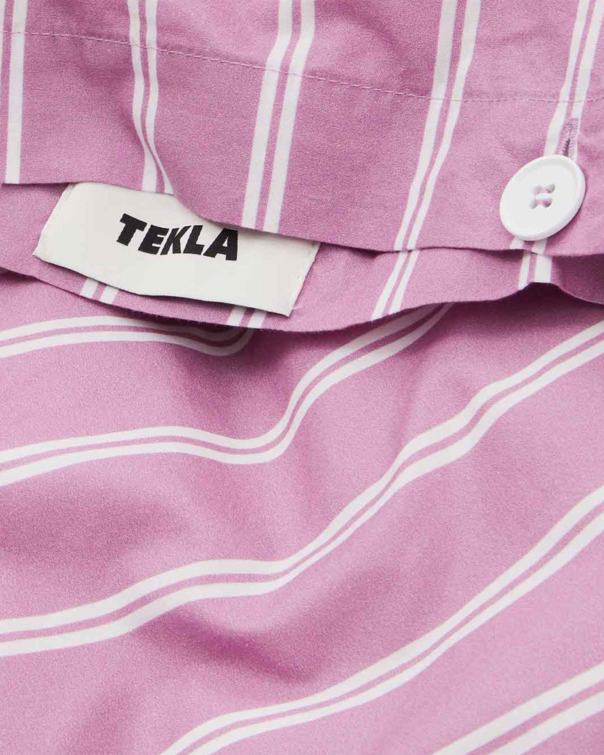Cotton Peracle Queen Duvet Cover - Mallow Pink Stripes