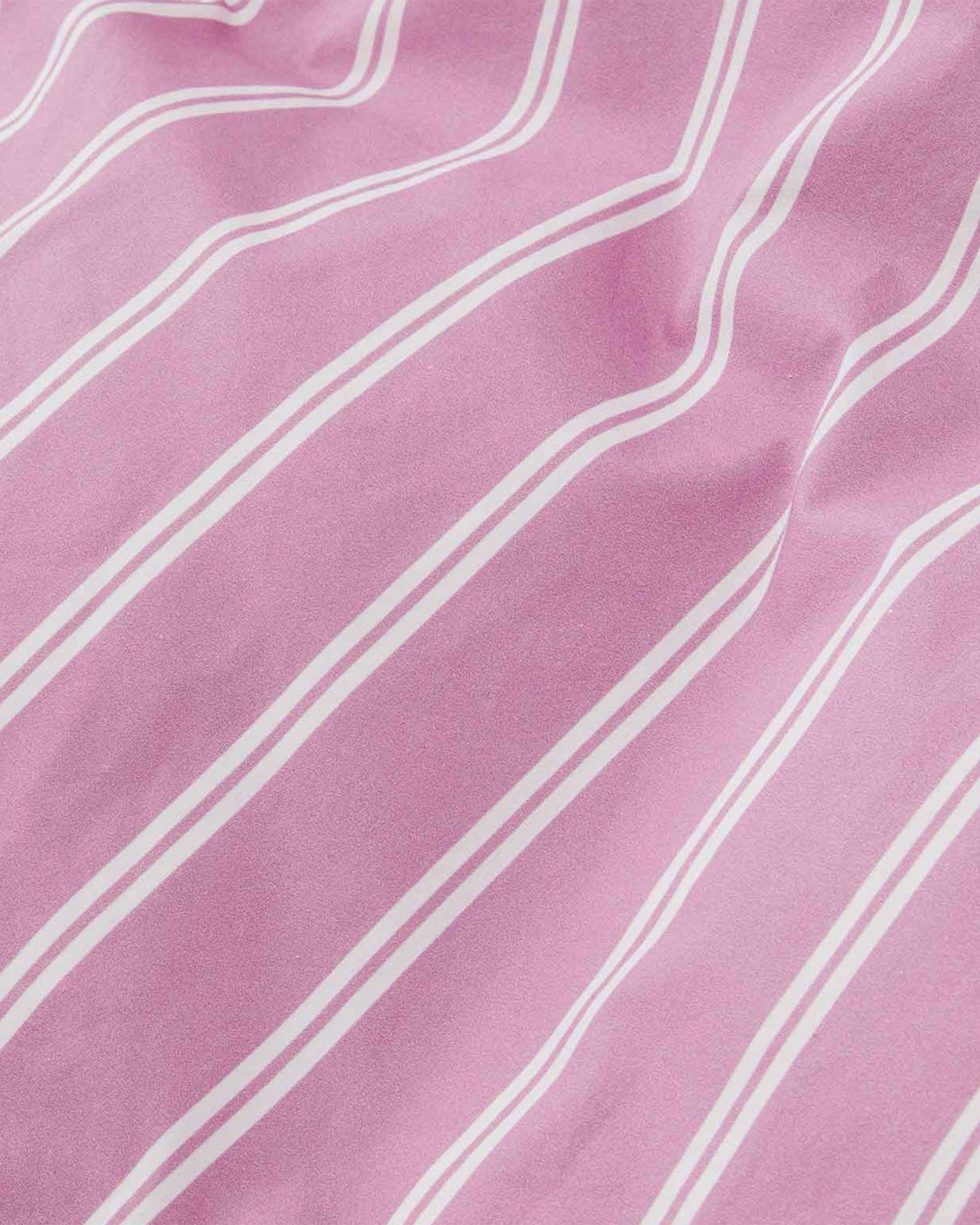Cotton Peracle Queen Duvet Cover - Mallow Pink Stripes