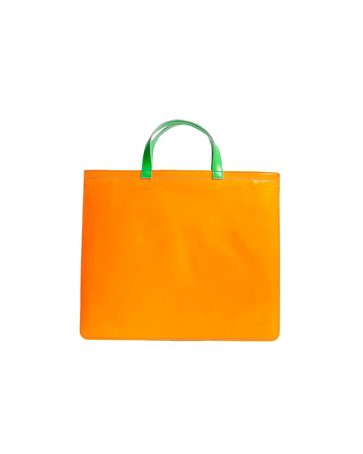 Super Fluorescent Leather Tote Bag - Orange / Blue