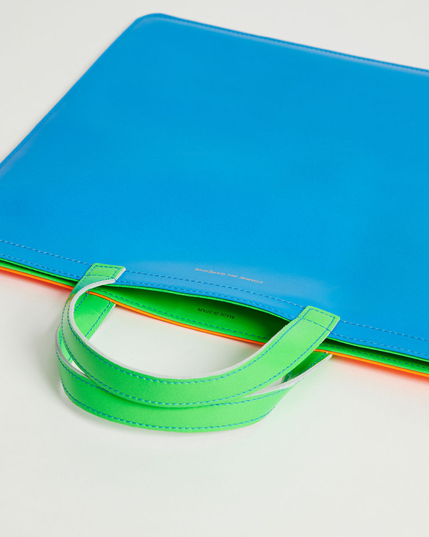 Super Fluorescent Leather Tote Bag - Orange / Blue