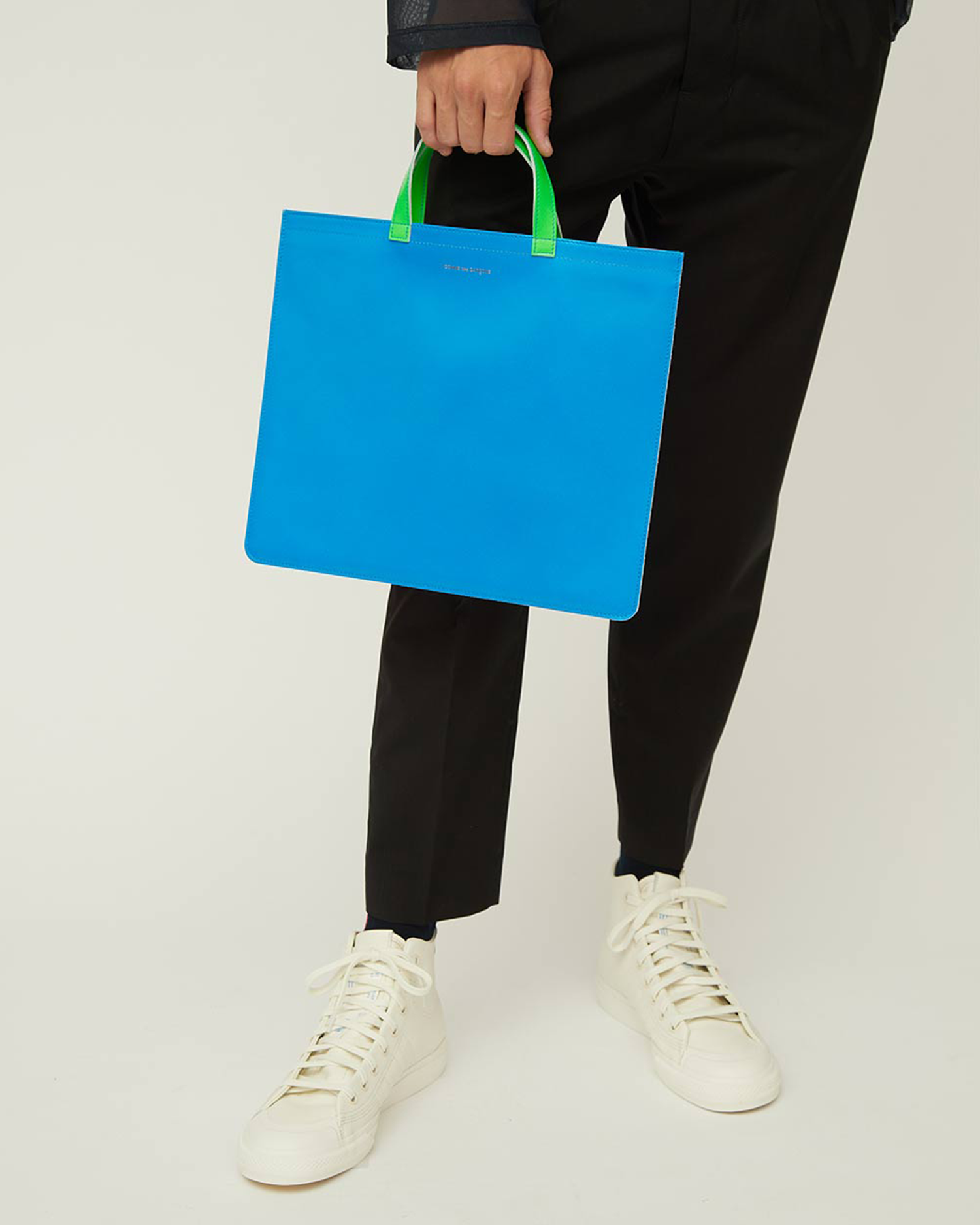 Super Fluorescent Leather Tote Bag - Orange / Blue