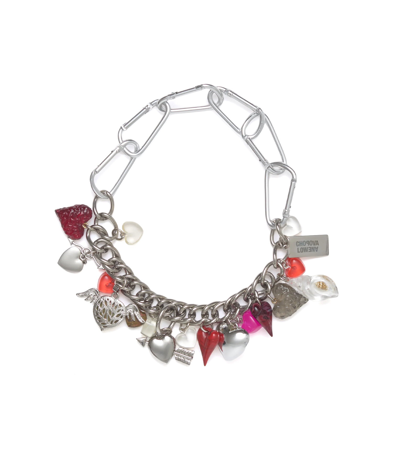 Romance Carabiner Charm Necklace - Silver