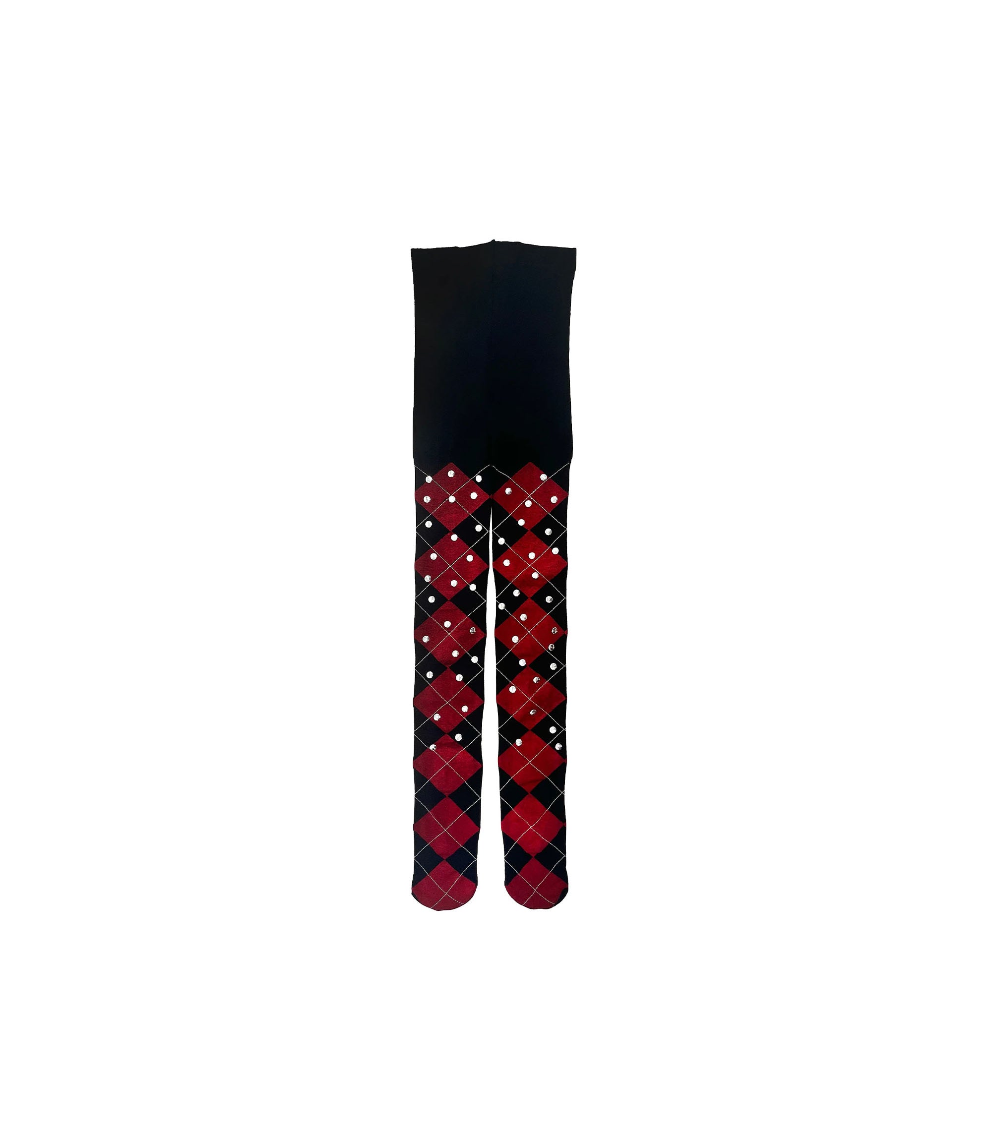 Red Argyle Tights - Red Multi