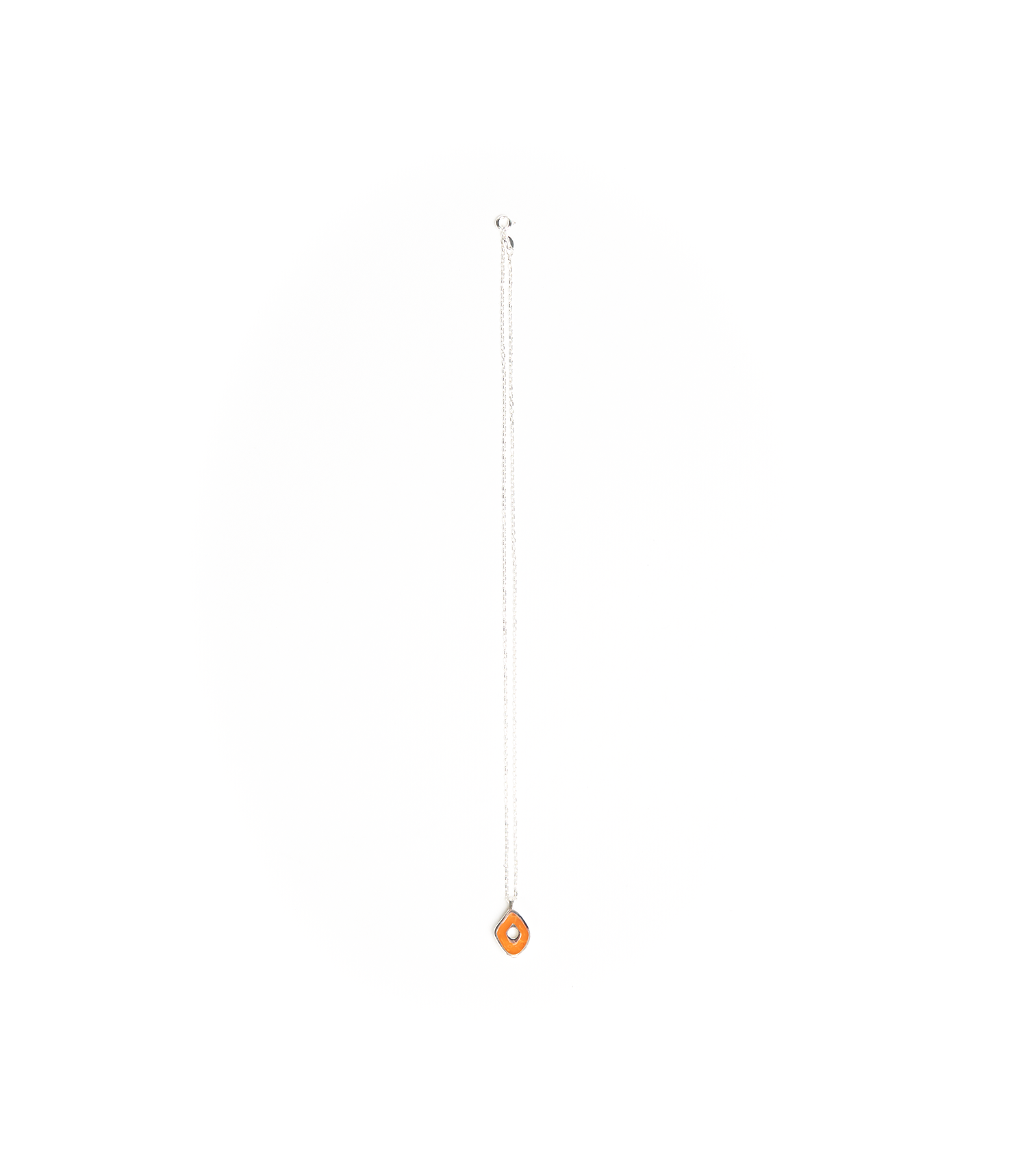 Irregular Pendant With Chain - 925 Sterling Silver / Orange Resin