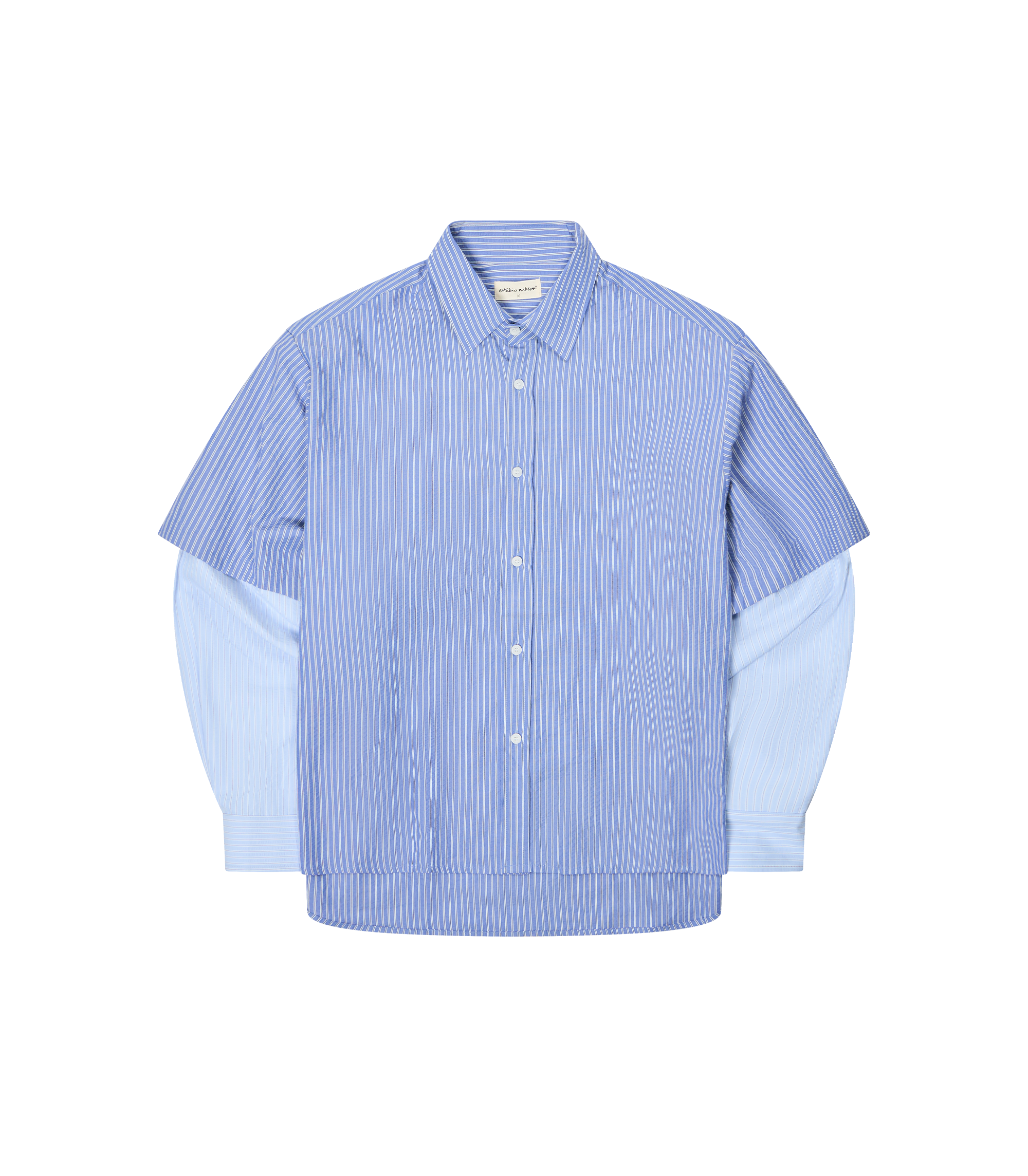Button-Up Layered Shirt - Blue Stripes