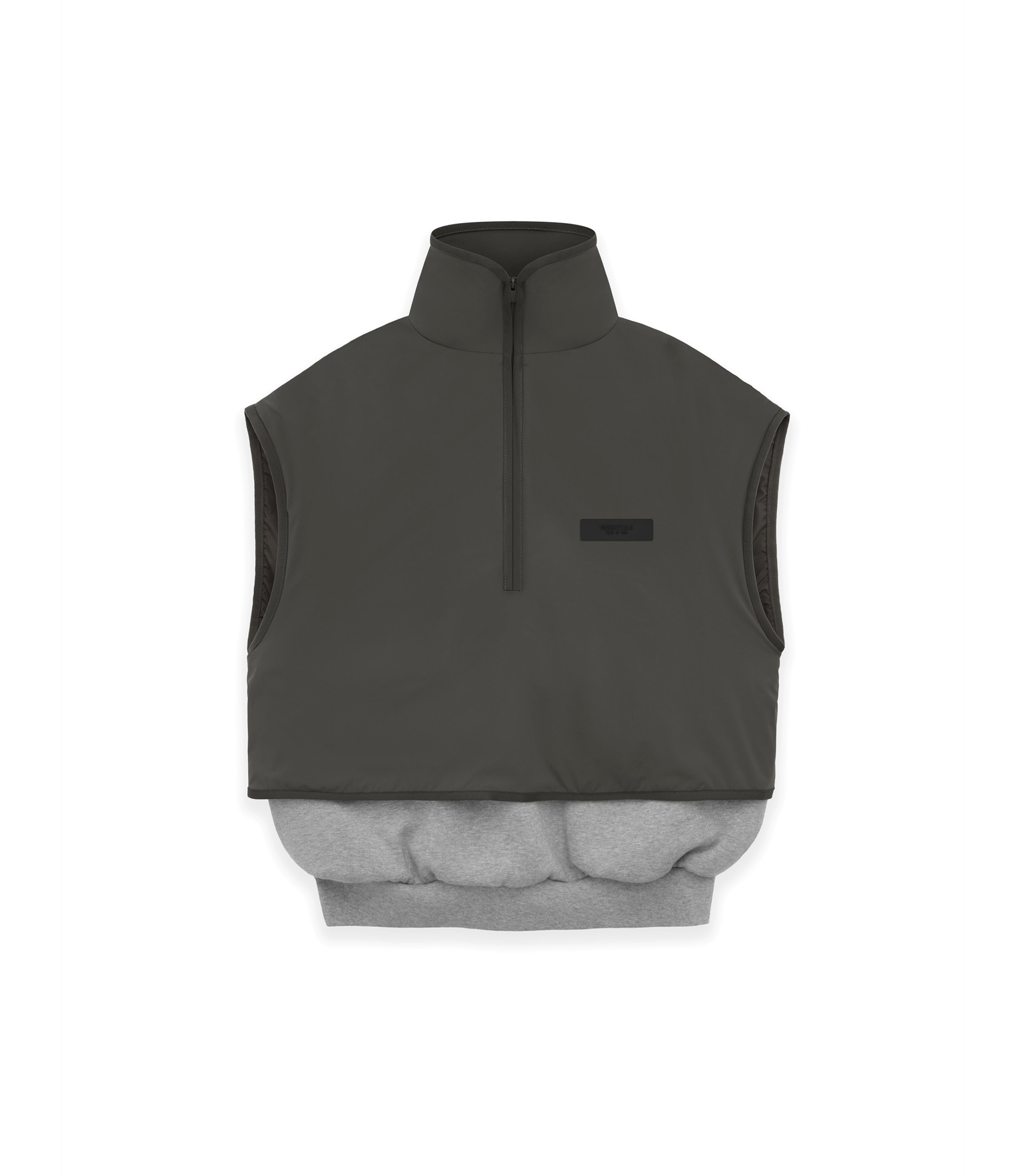 Essentials Nylon Fleece Mockneck Vest - Dark Heather Oatmeal / Ink