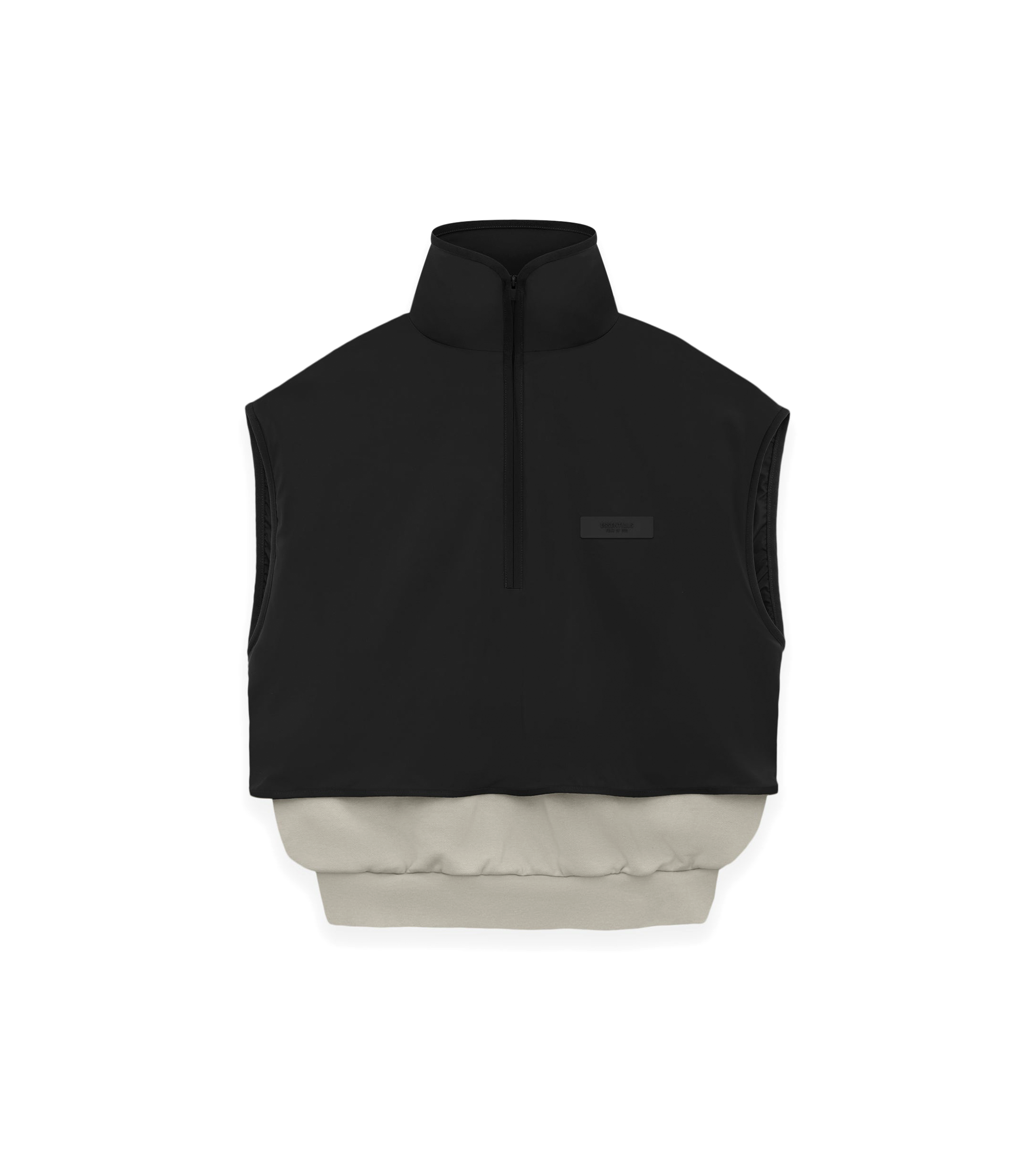 Nylon Fleece Mockneck Vest - Seal / Jet Black
