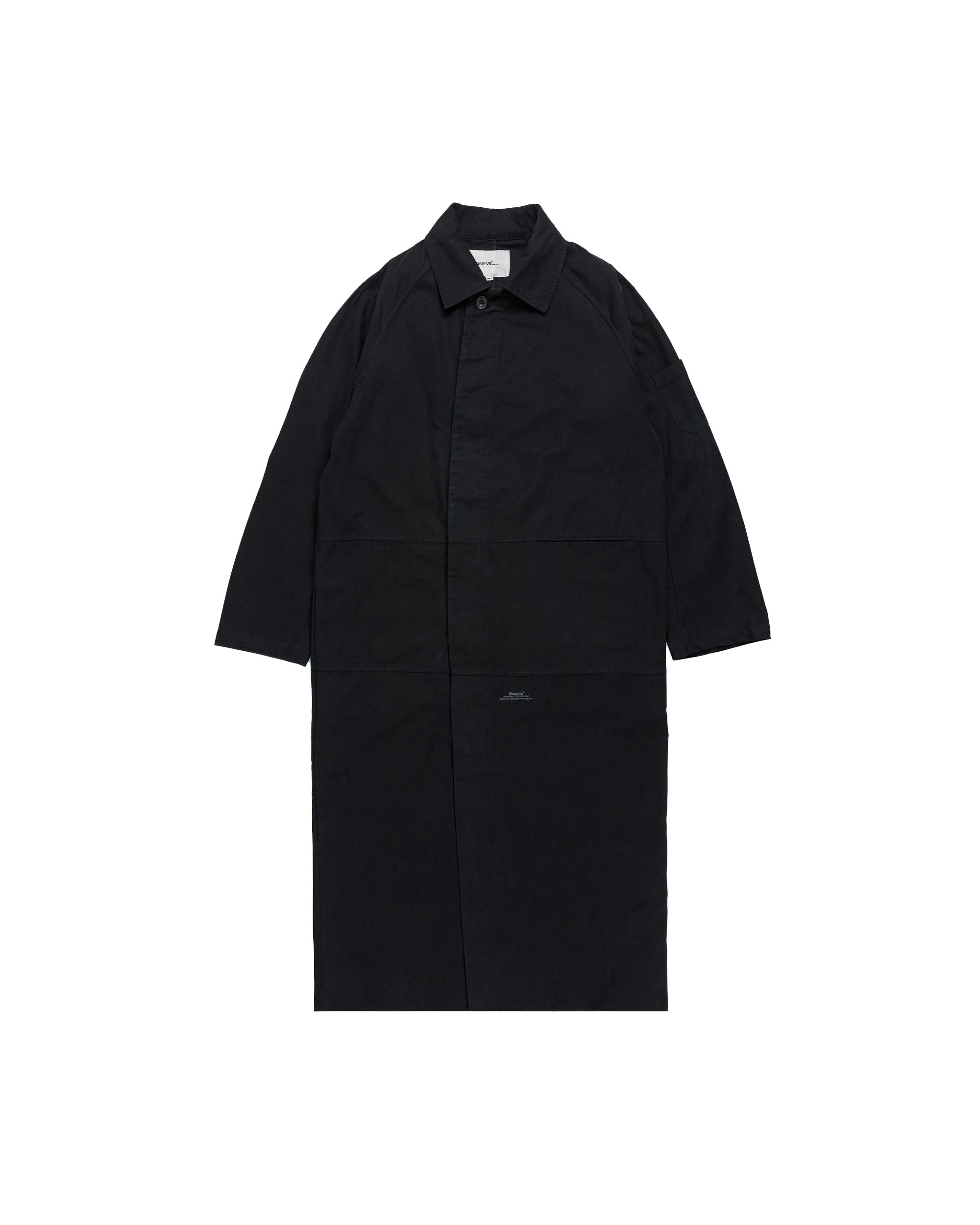Reverse Twill Panel Trench - Black