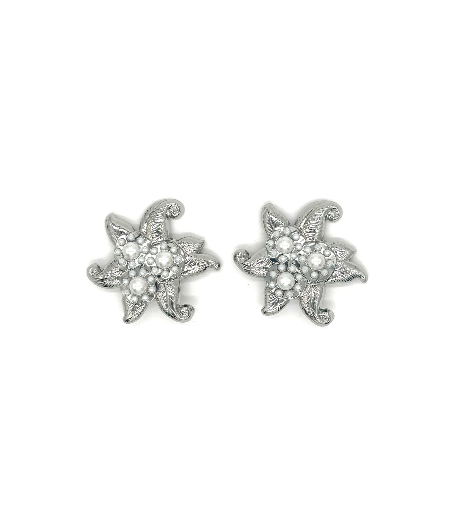 Leafy Hair Clips - Silver