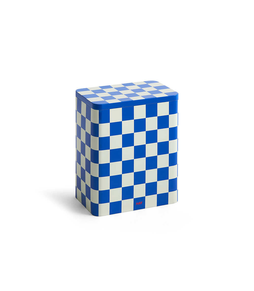 Tin Container Large - Blue / Off White