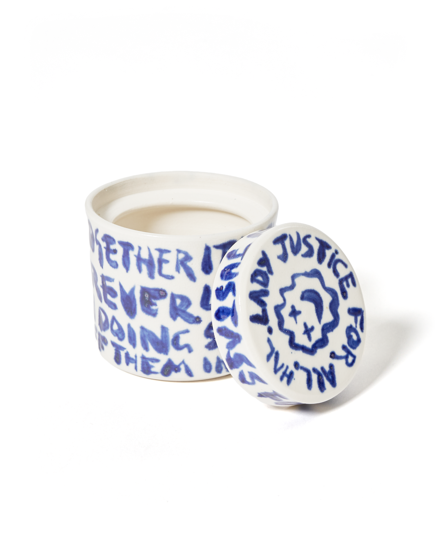 Cremate "Lady Justice" Ceramic Tin - White / Blue