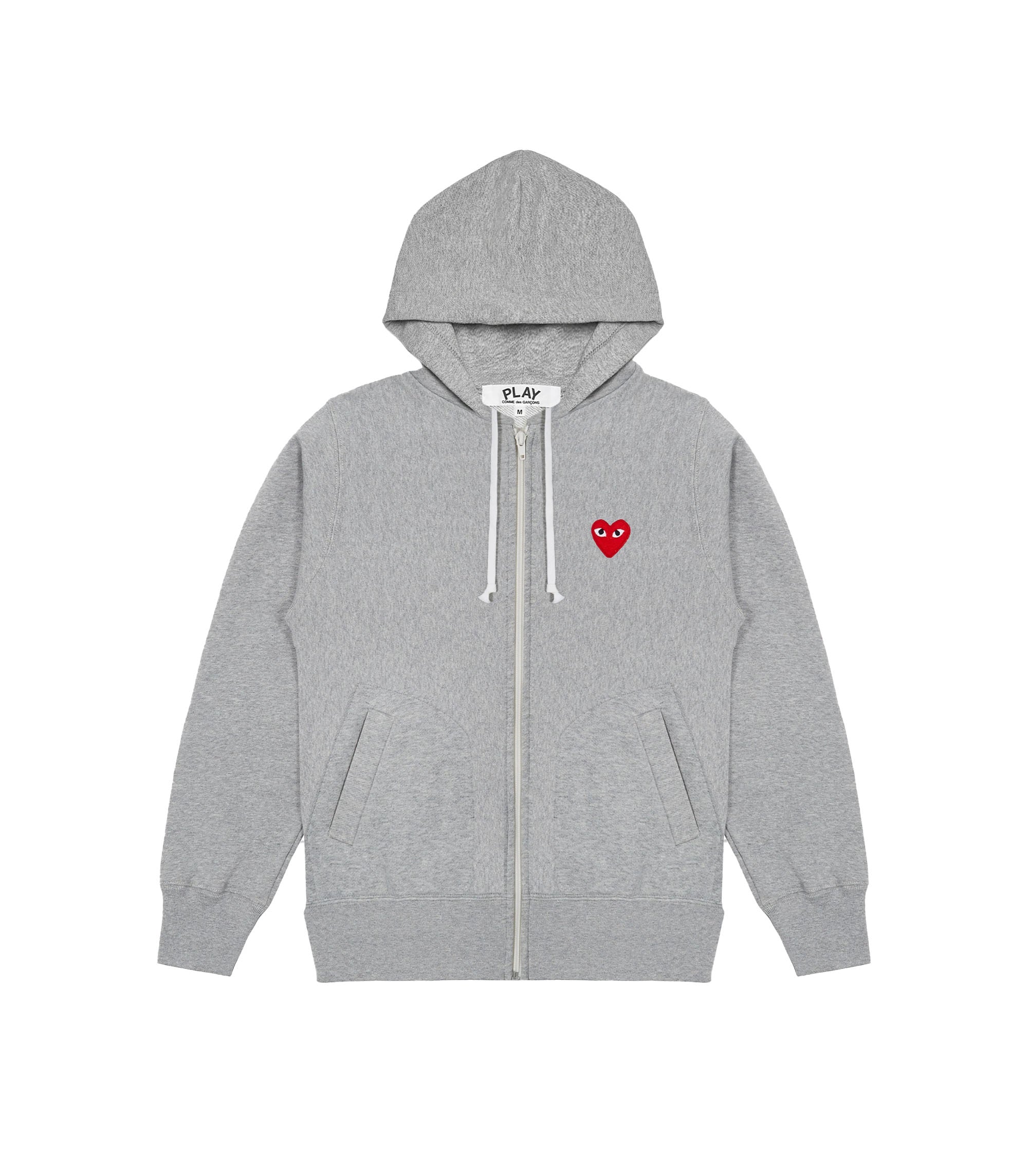 Heart Logo Zip Hoodie - Grey / Red