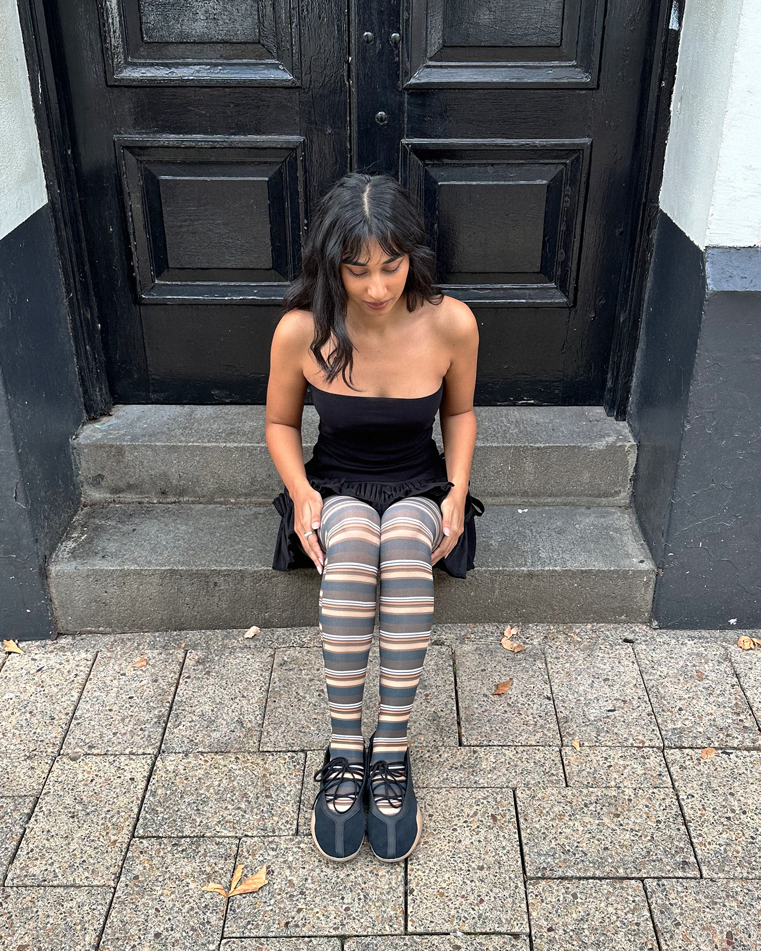 Brown Stripe Tights - Brown