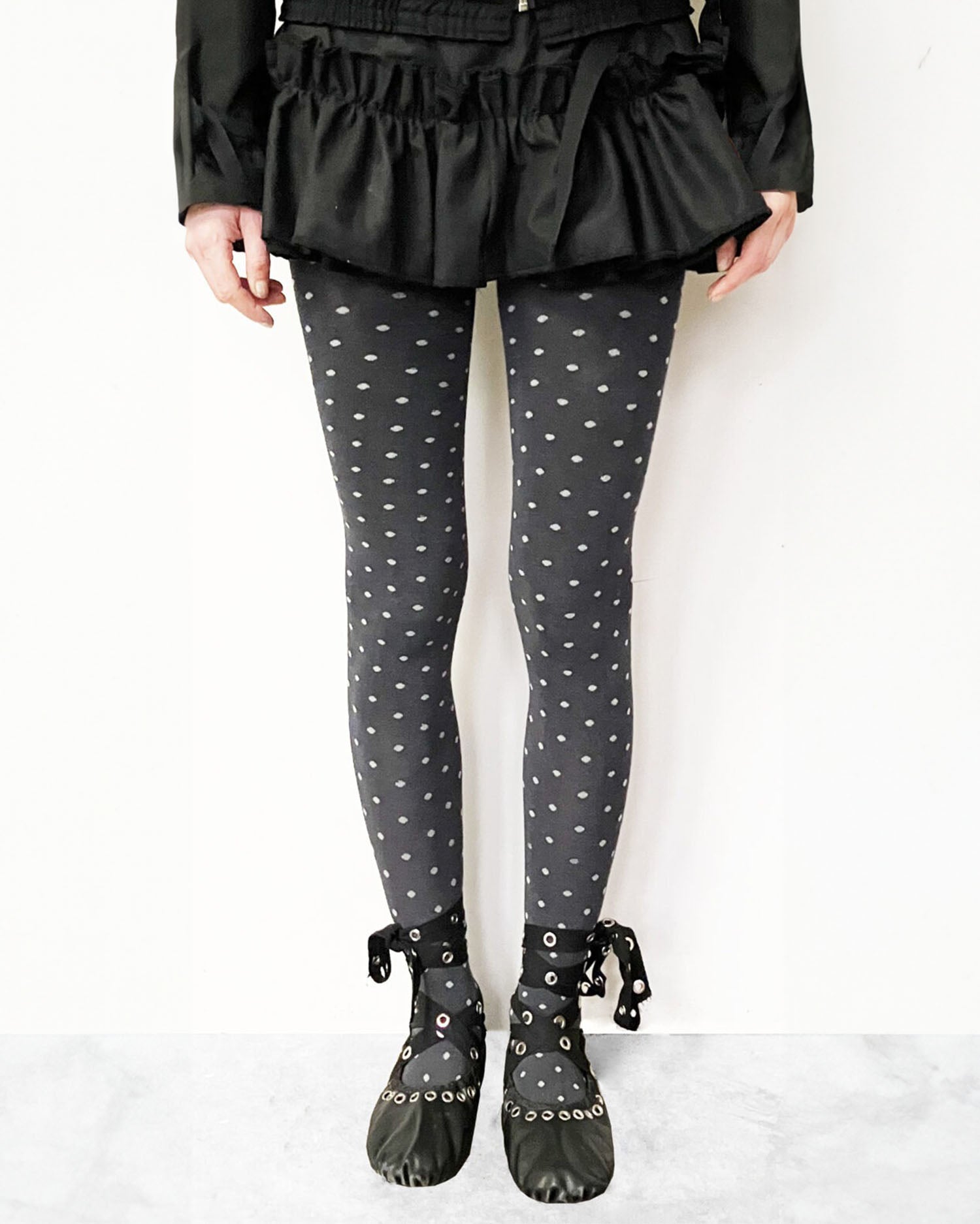 Bamboo Polka Dot Tights - Grey / White