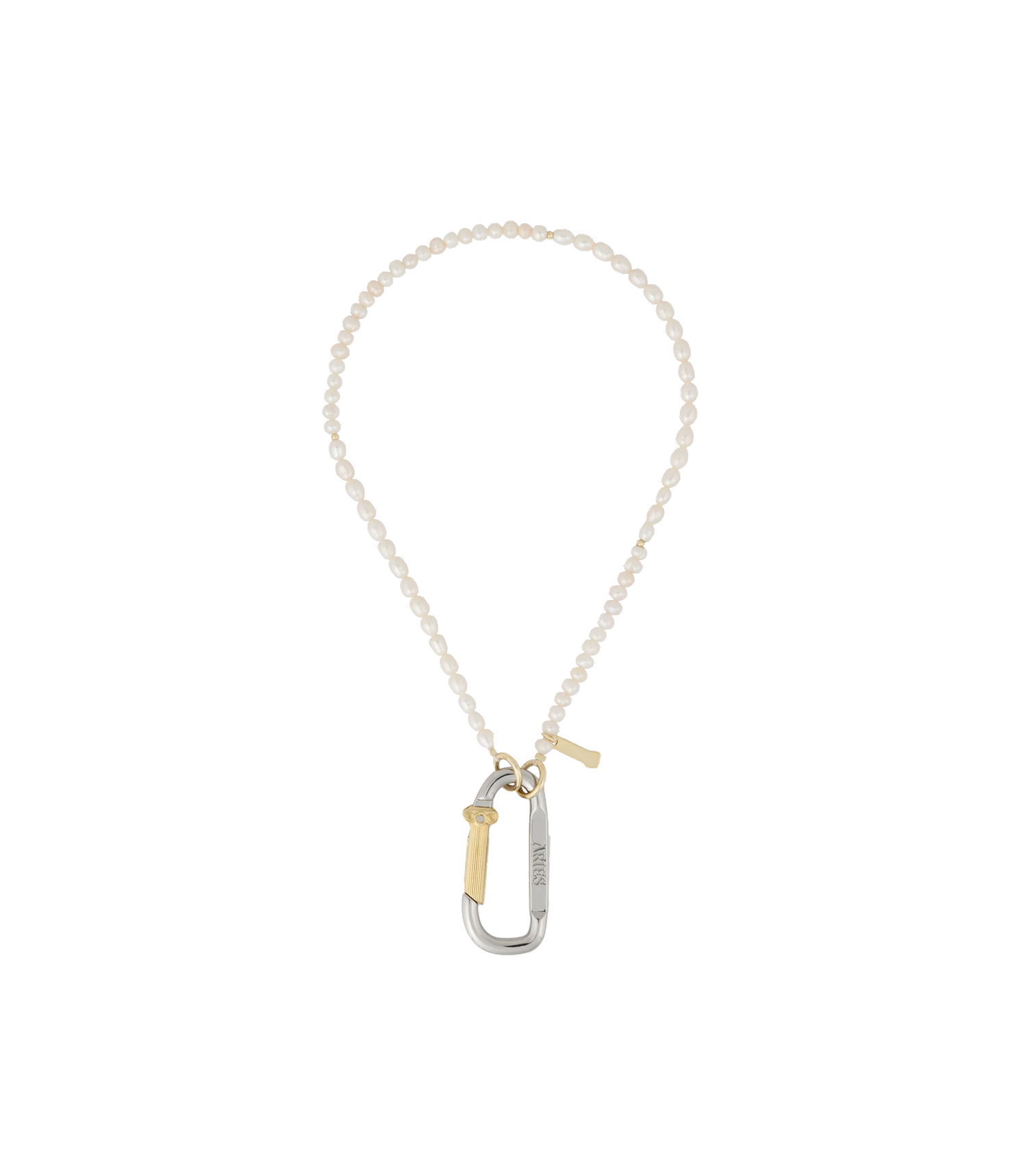 Mini Carabiner Pearl Necklace - Pearl