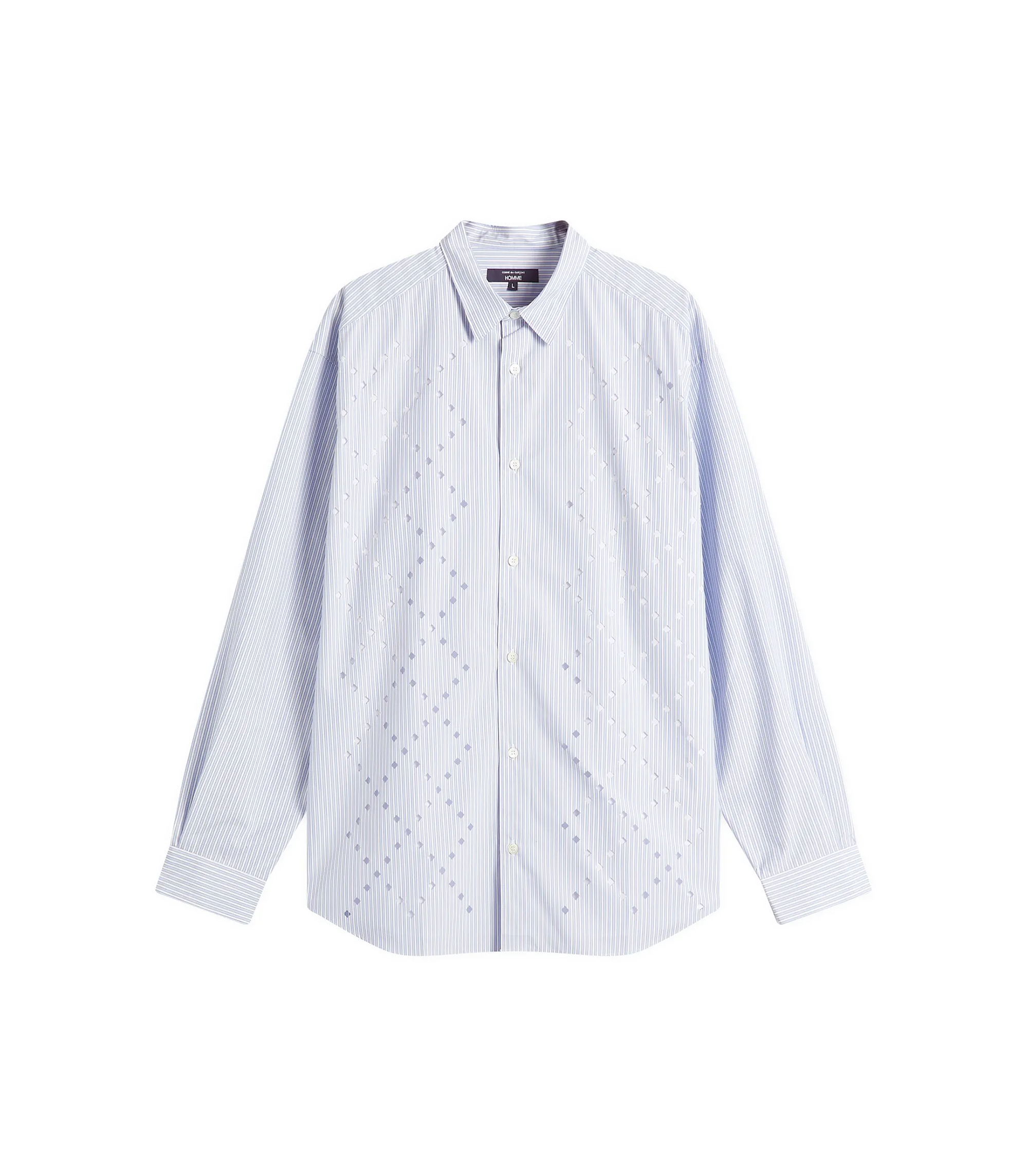 Broad Stripe Diamond Cut Out L/S Shirt - Blue