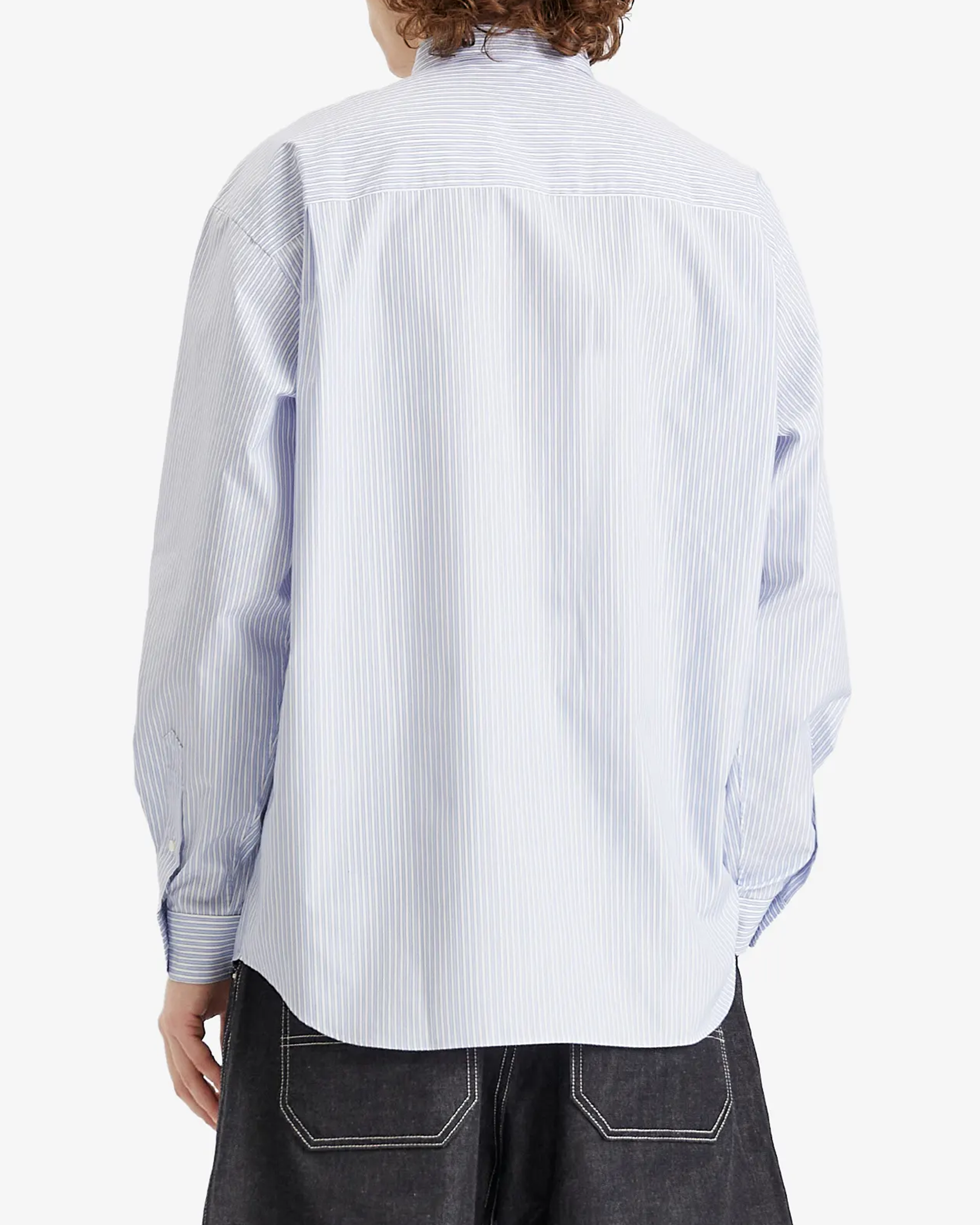 Broad Stripe Diamond Cut Out L/S Shirt - Blue