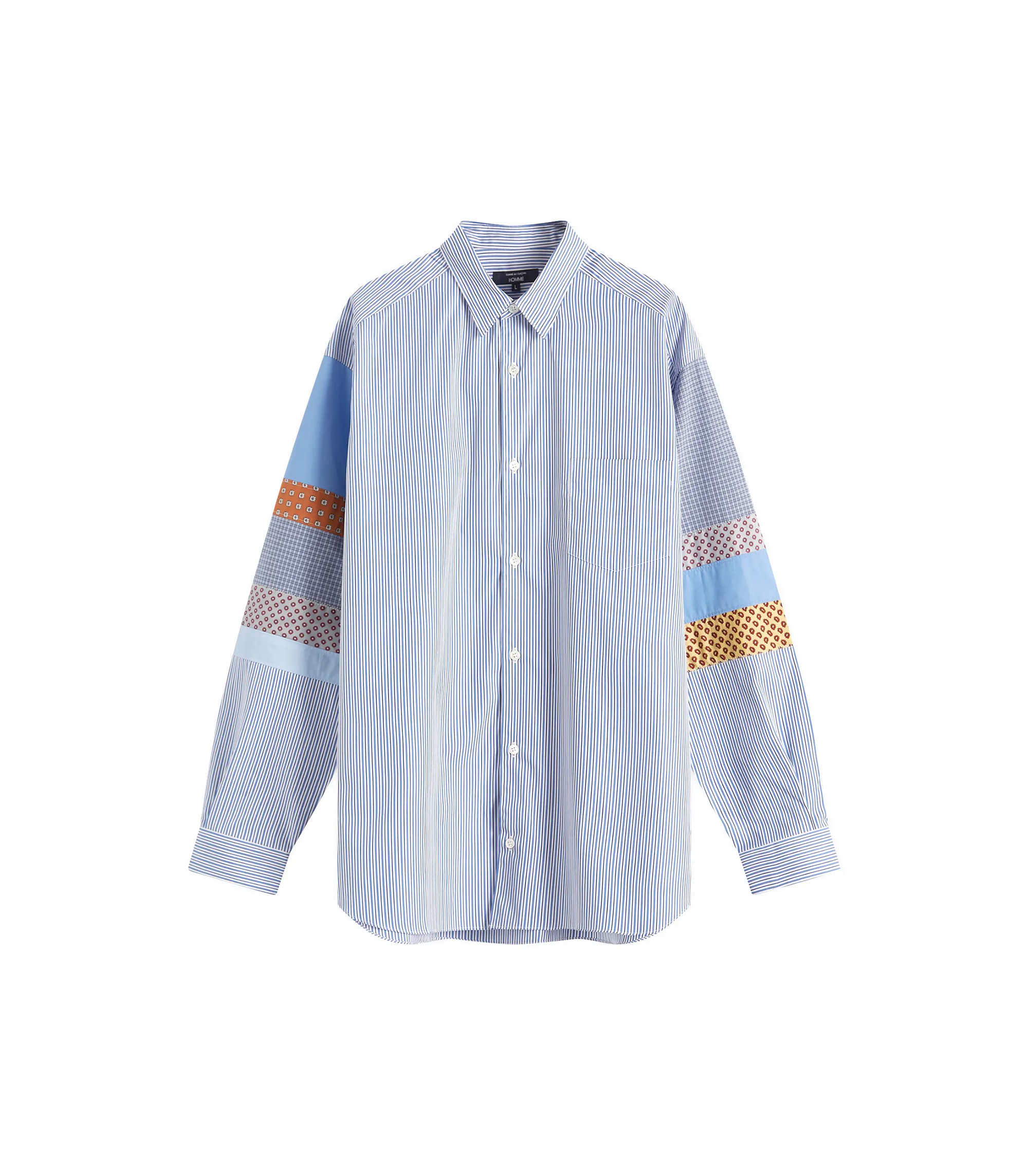 Patchwork L/S Shirt - Sax / Blue