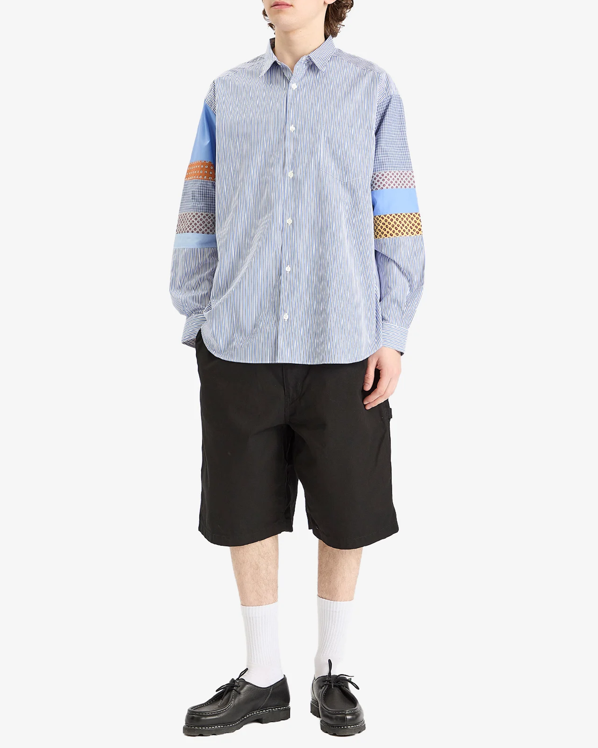 Patchwork L/S Shirt - Sax / Blue