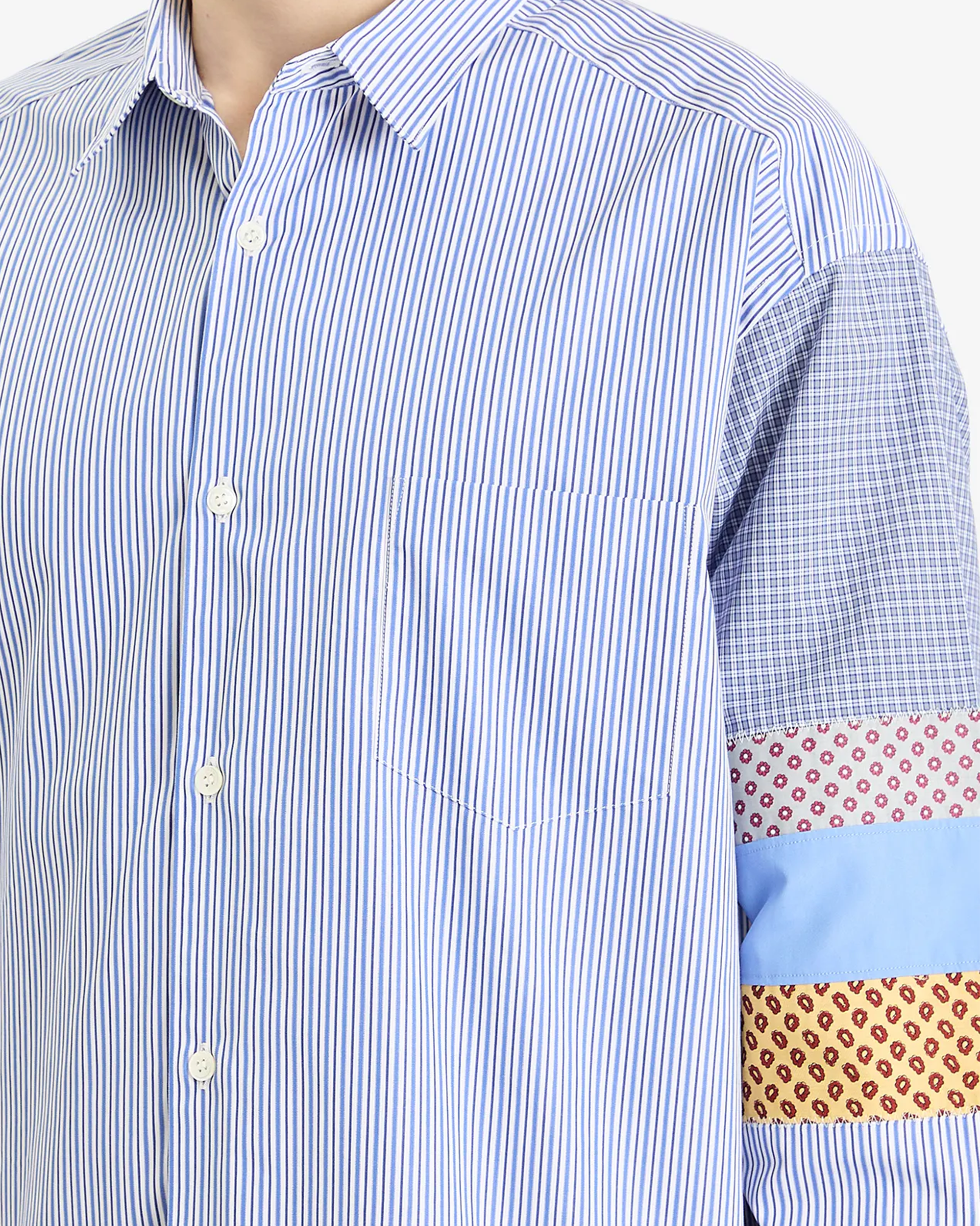 Patchwork L/S Shirt - Sax / Blue