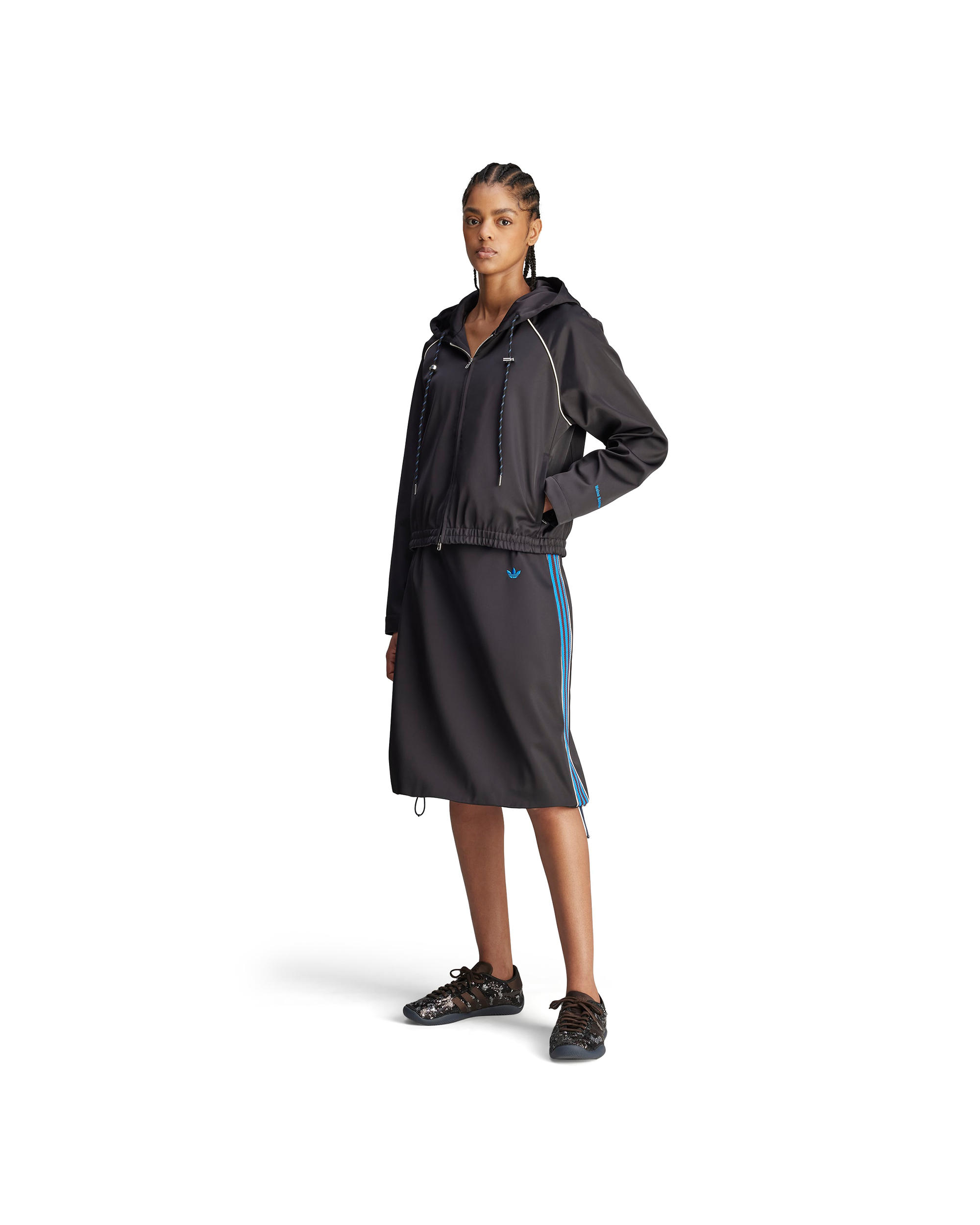 Wales Bonner Satin Hoodie - Black
