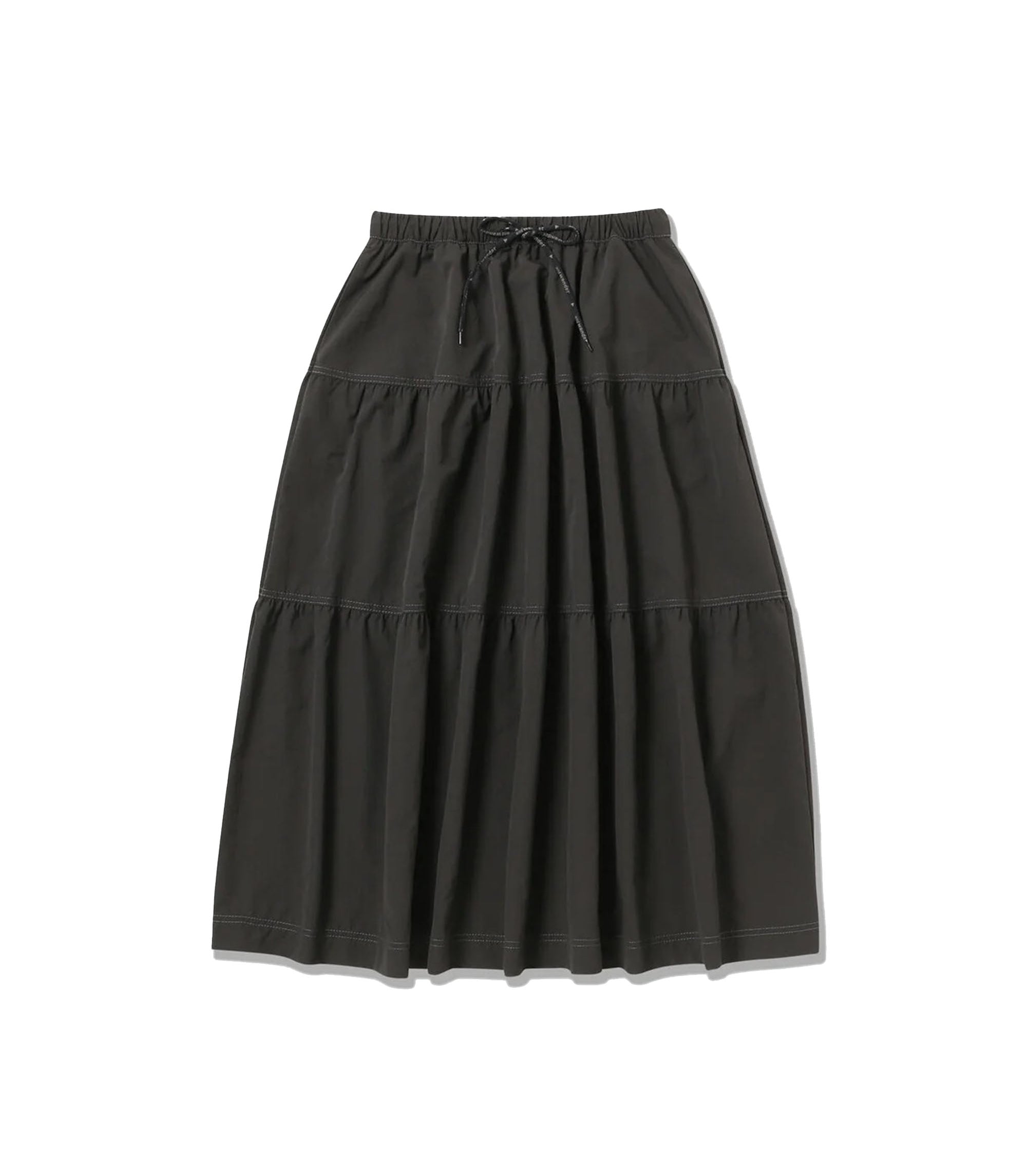 Crinkled Nylon Tiered Skirt 2  - Charcoal