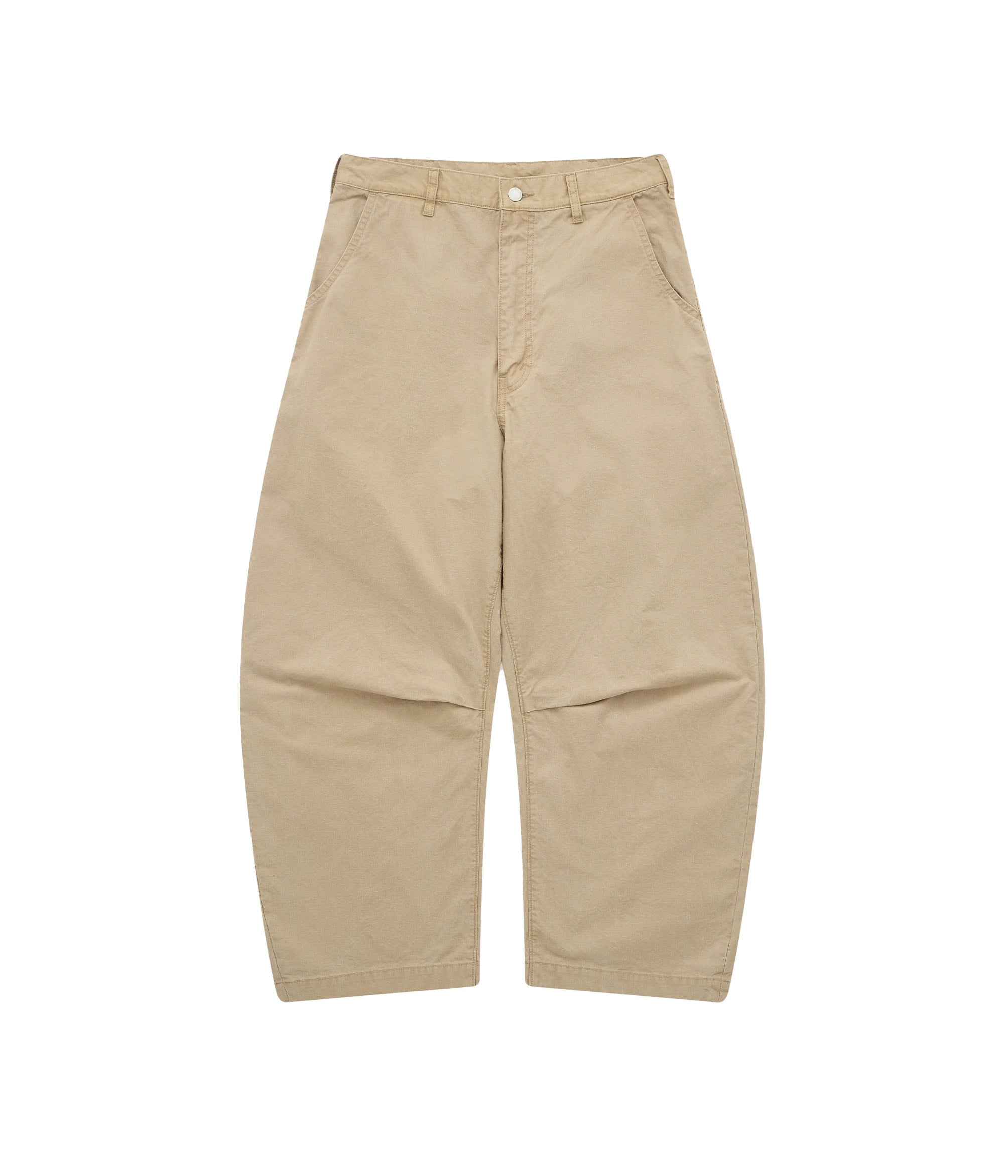 Curved Hem Trousers - Beige