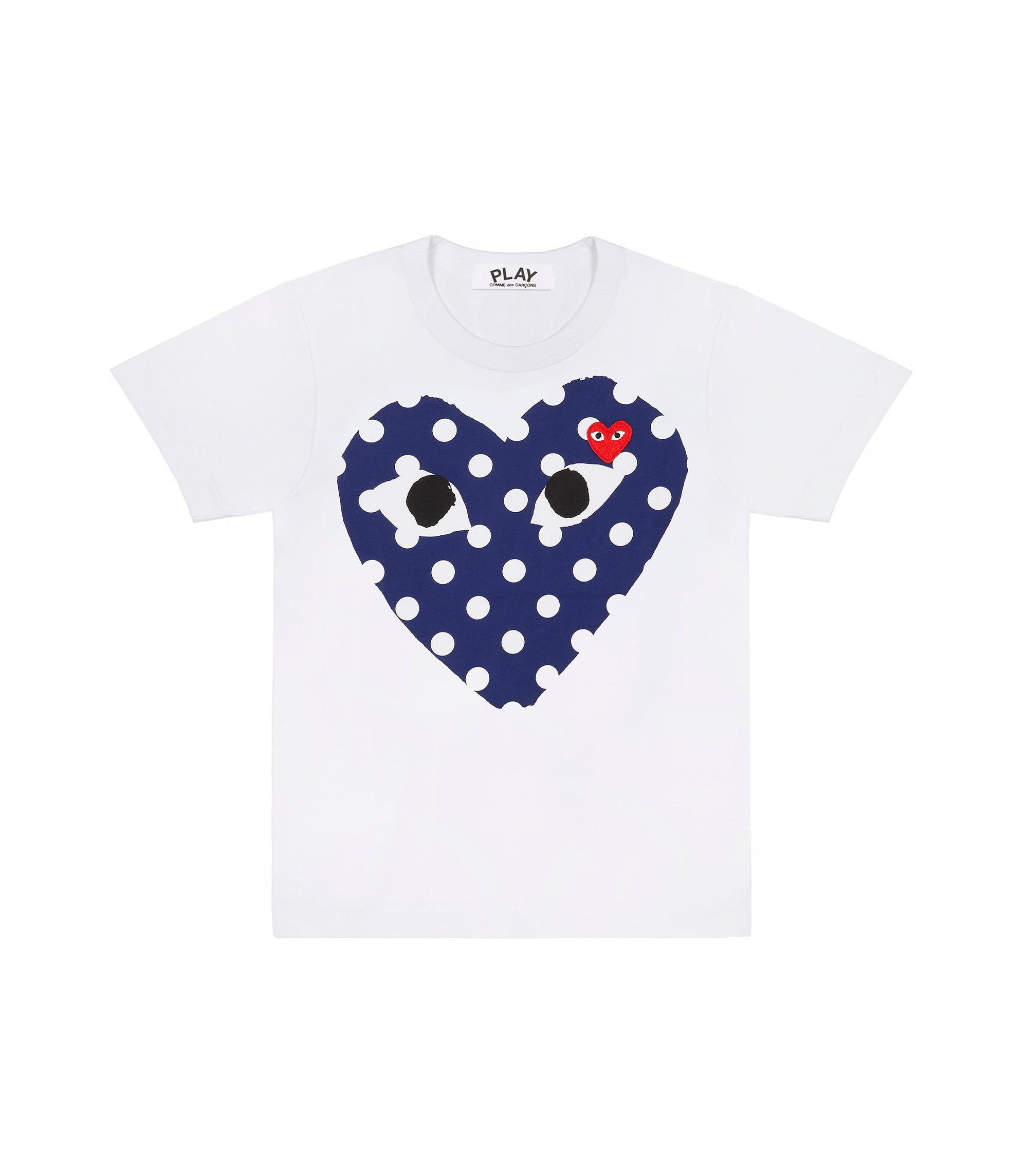 Women's Polka Dot Big Heart T-Shirt - White / Navy