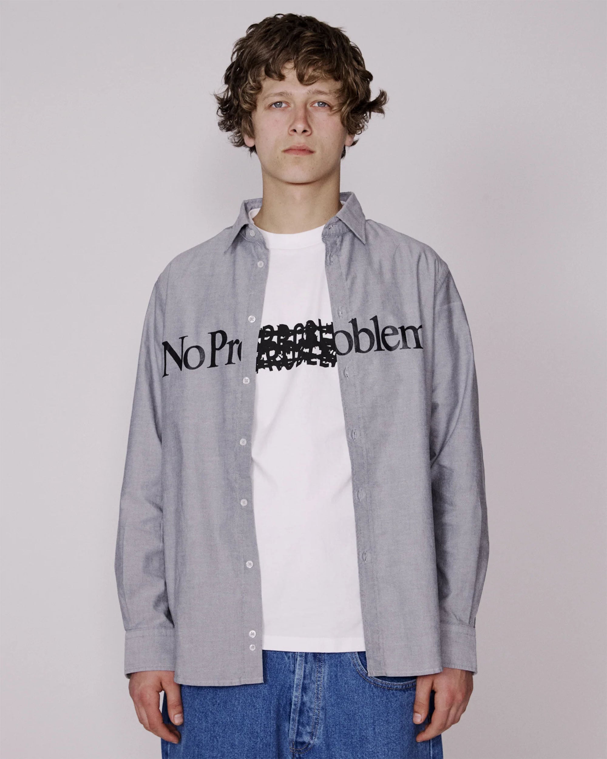 No Problemo L/S Oxford Shirt - Charcoal