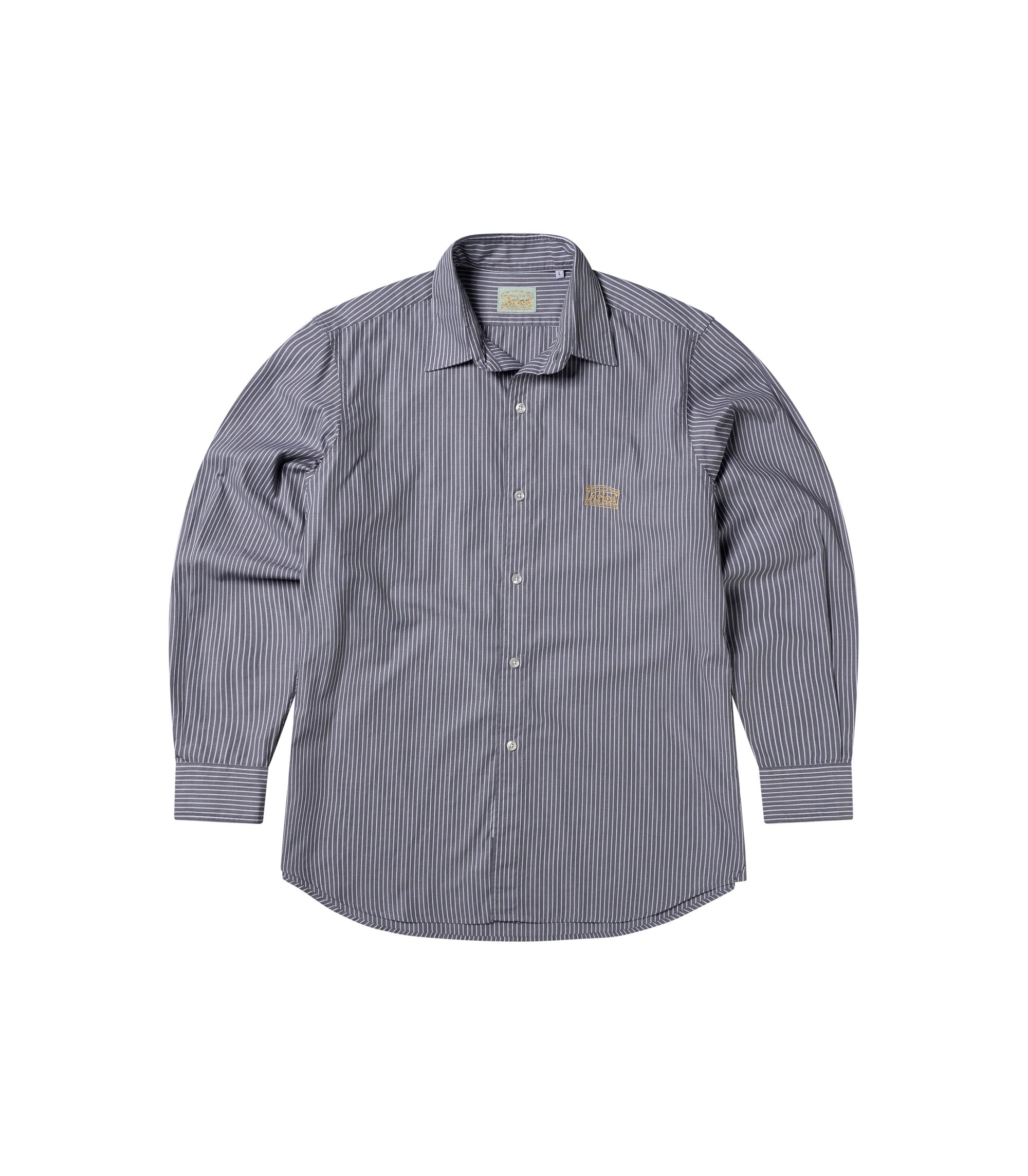 Stripe Poplin Classic Shirt - Grey
