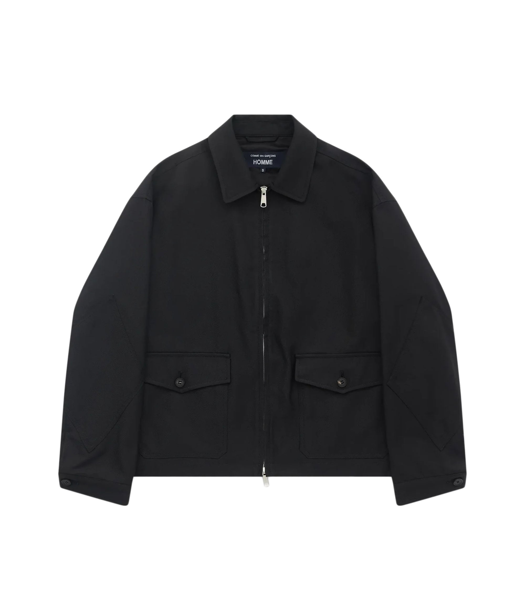 Polyester Serge Zip Jacket - Black