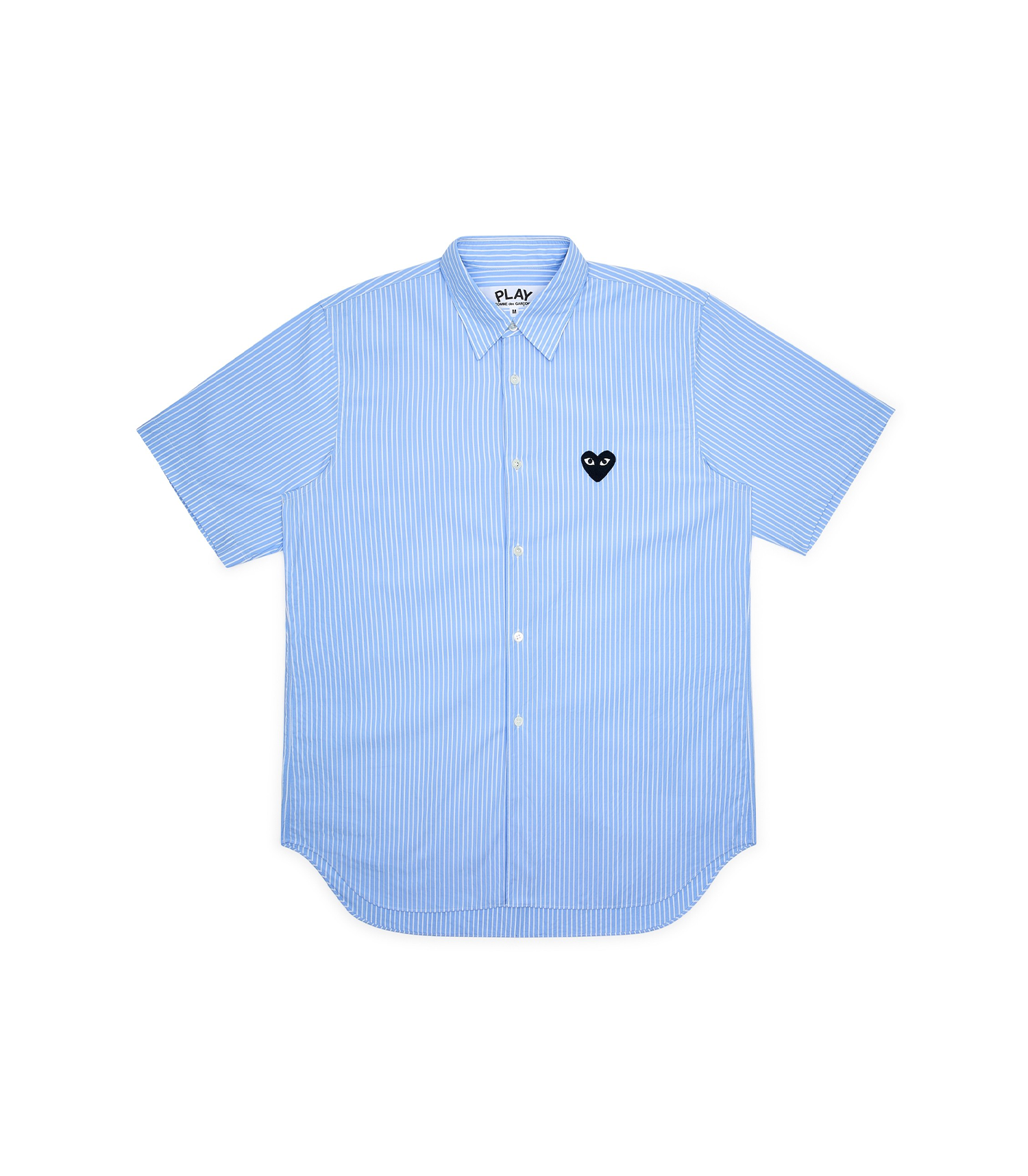 Black Heart Stripe Button Up Shirt - Light Blue