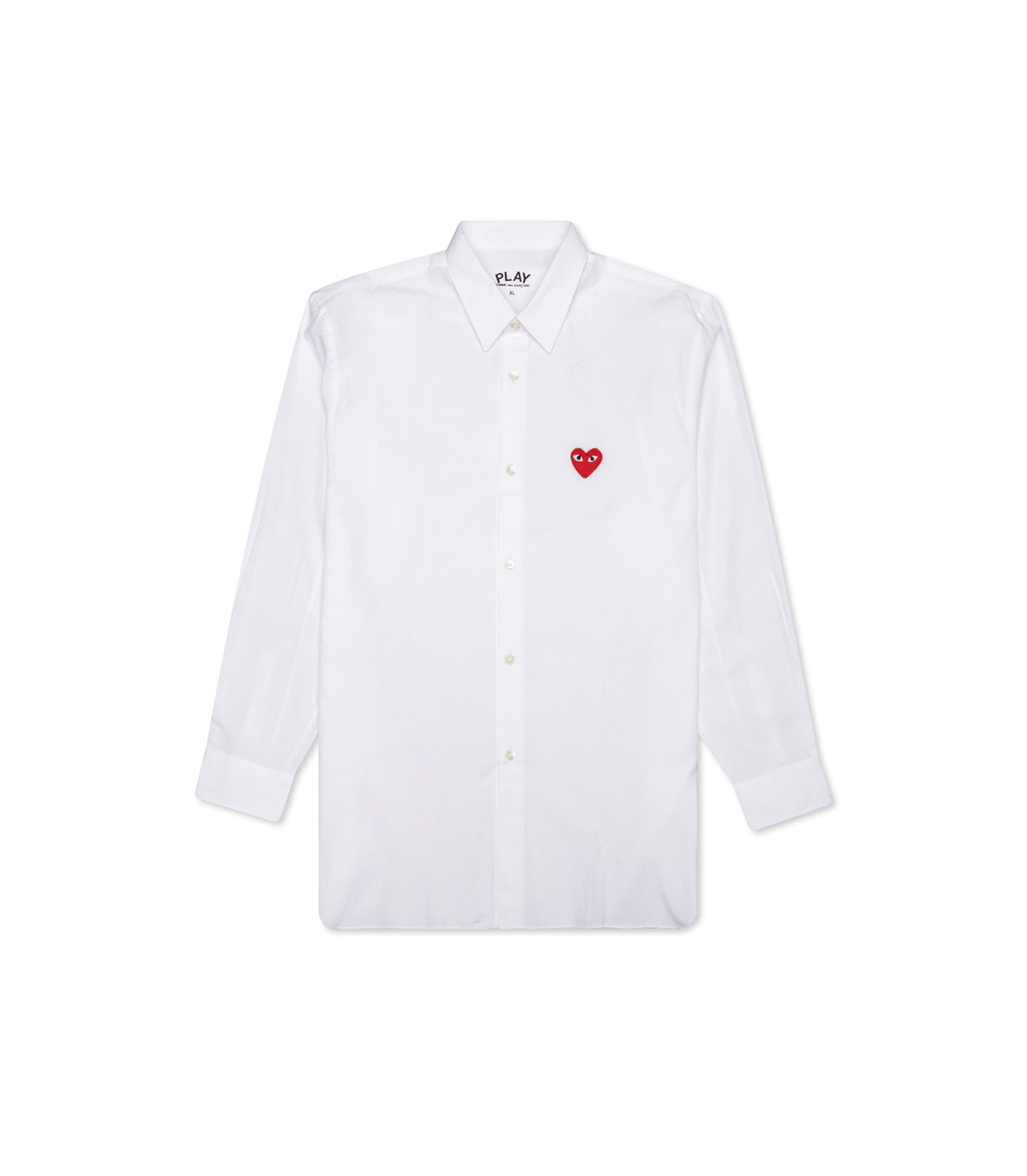 Heart Logo Button Down Shirt - White / Red