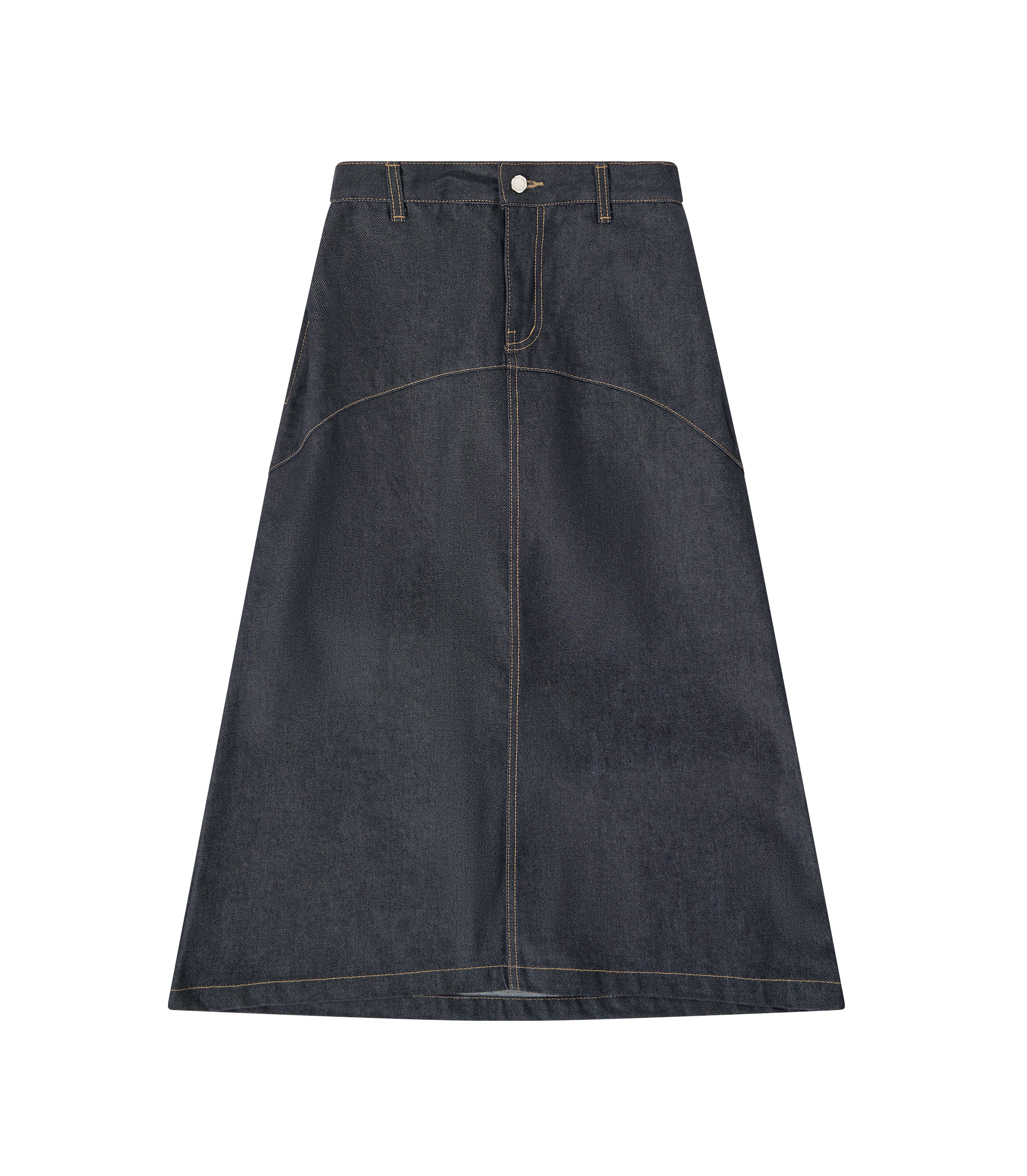 Raw Denim In-Stitch Denim Skirt - Indigo
