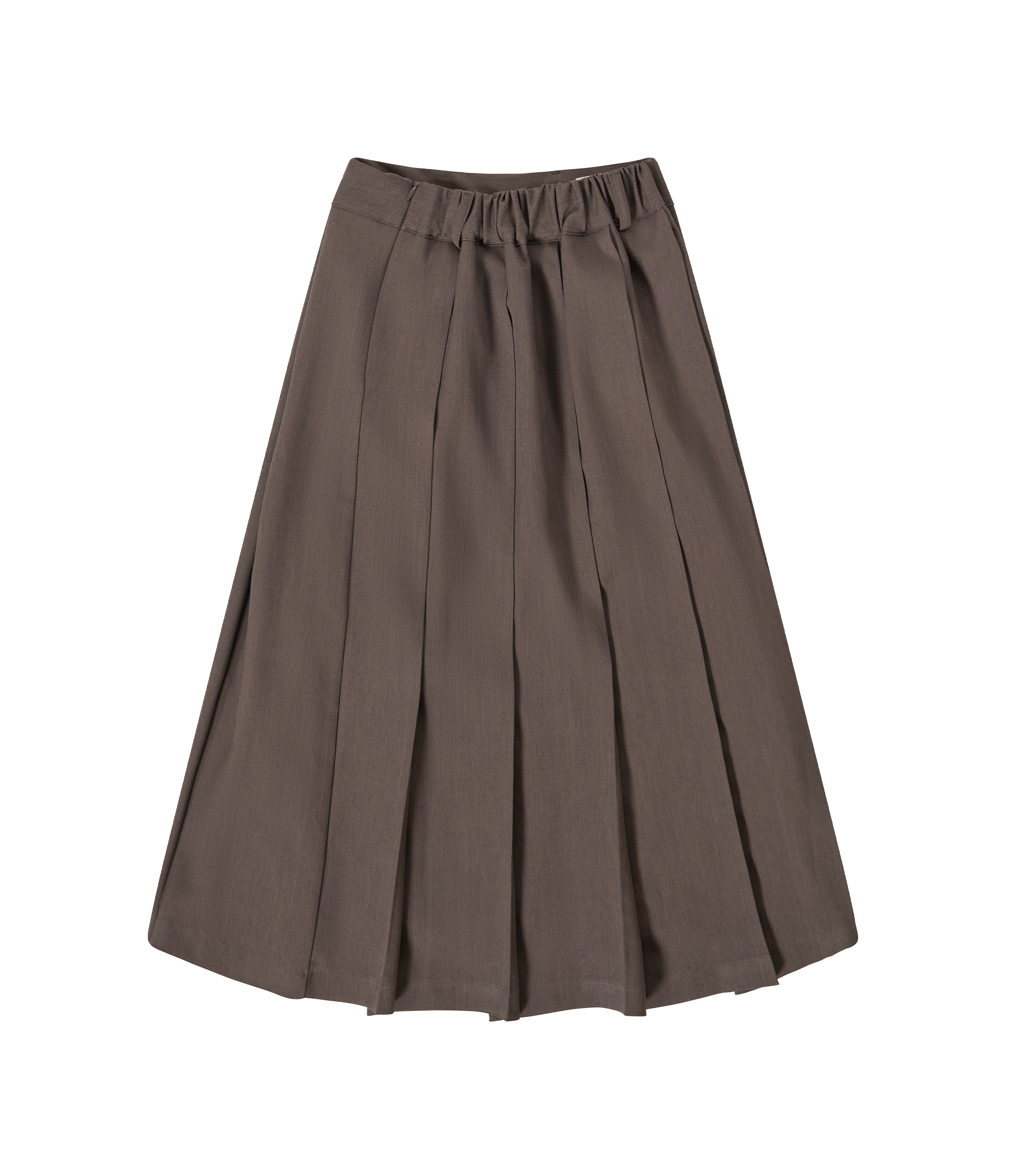 Pleated Wide Skirt - Brown