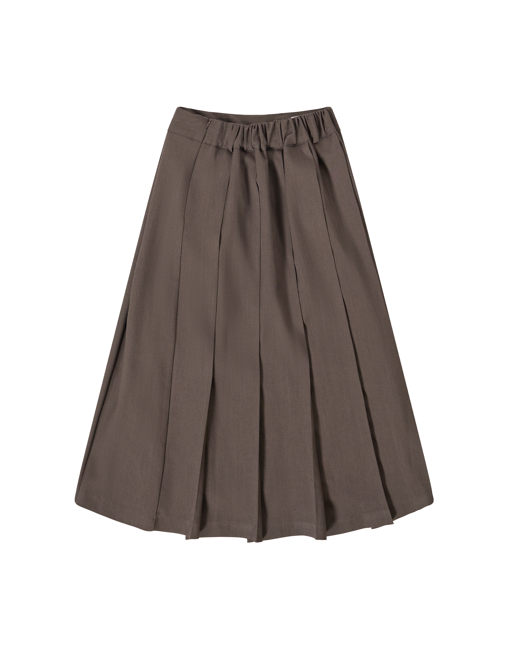 Pleated Wide Skirt - Brown