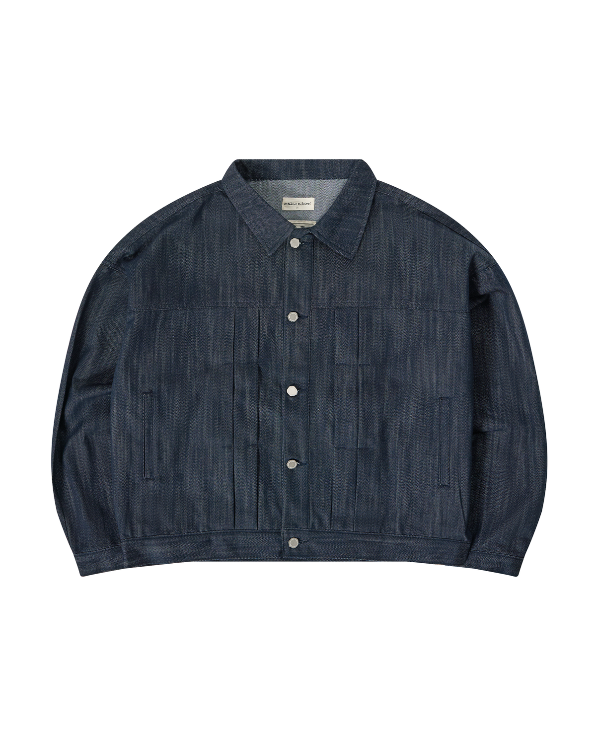Back-Strap Pleated Trucker Jacket - Indigo