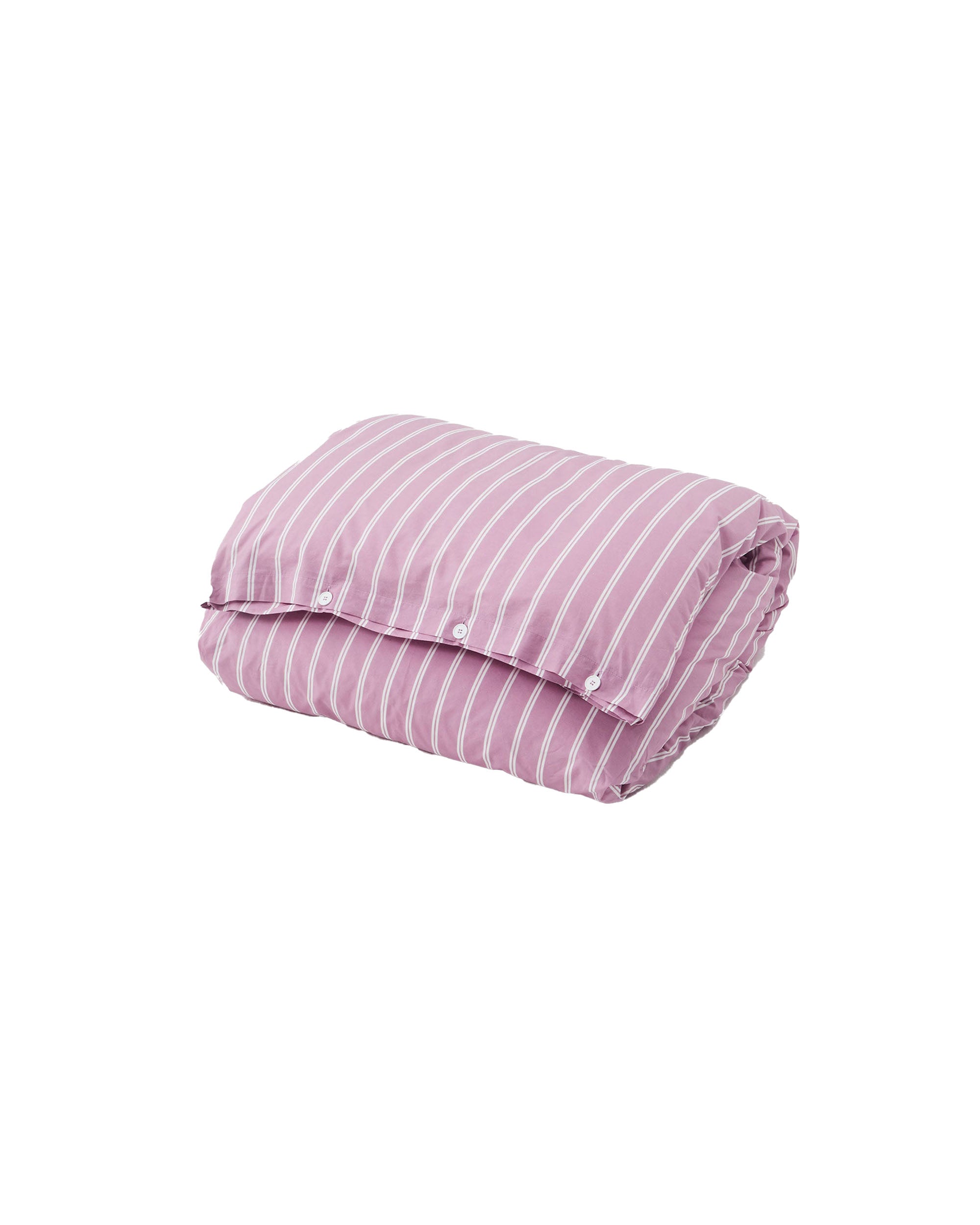 Cotton Peracle Queen Duvet Cover - Mallow Pink Stripes