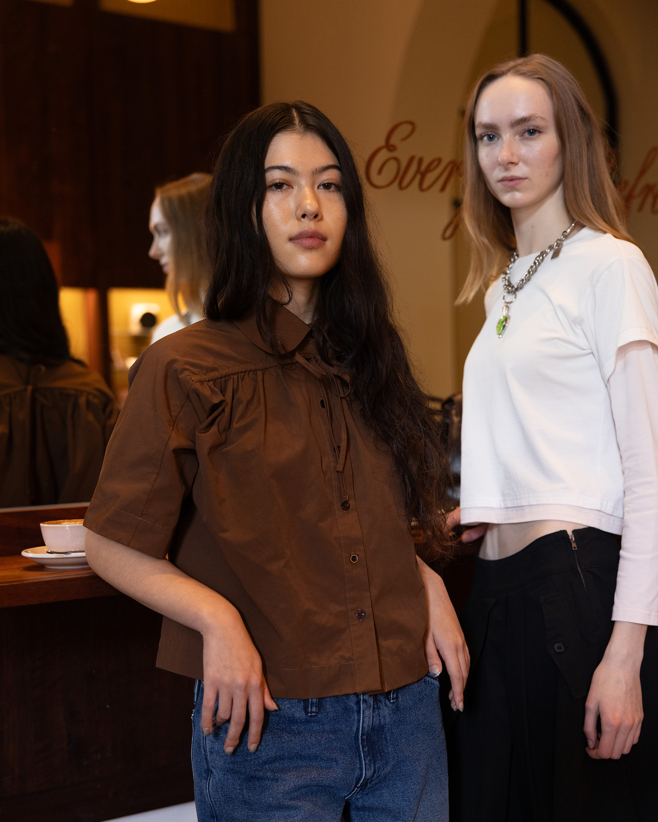Petal Collar Tie Top - Brown