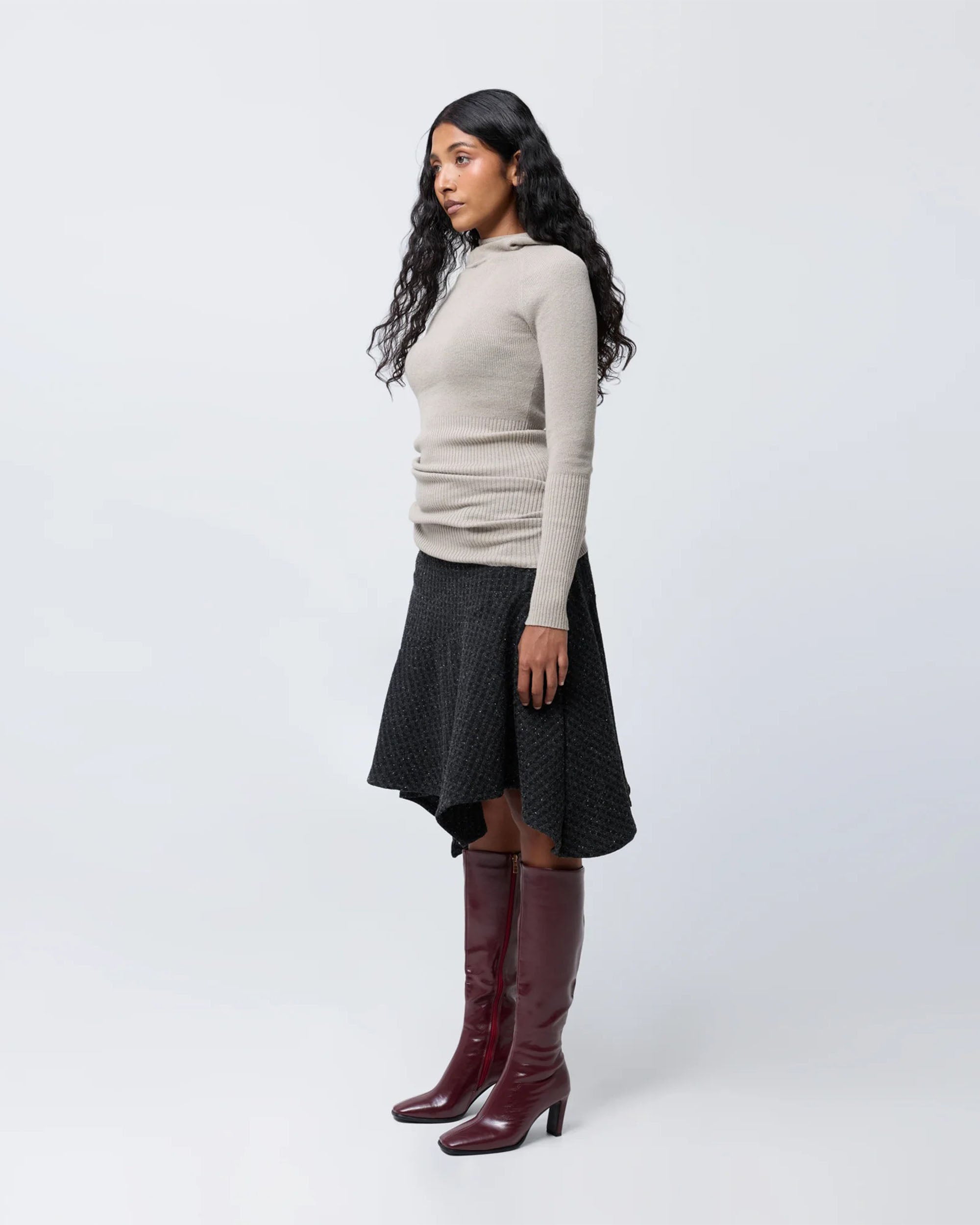 Wide Waist Fairy Skirt - Graphite Check