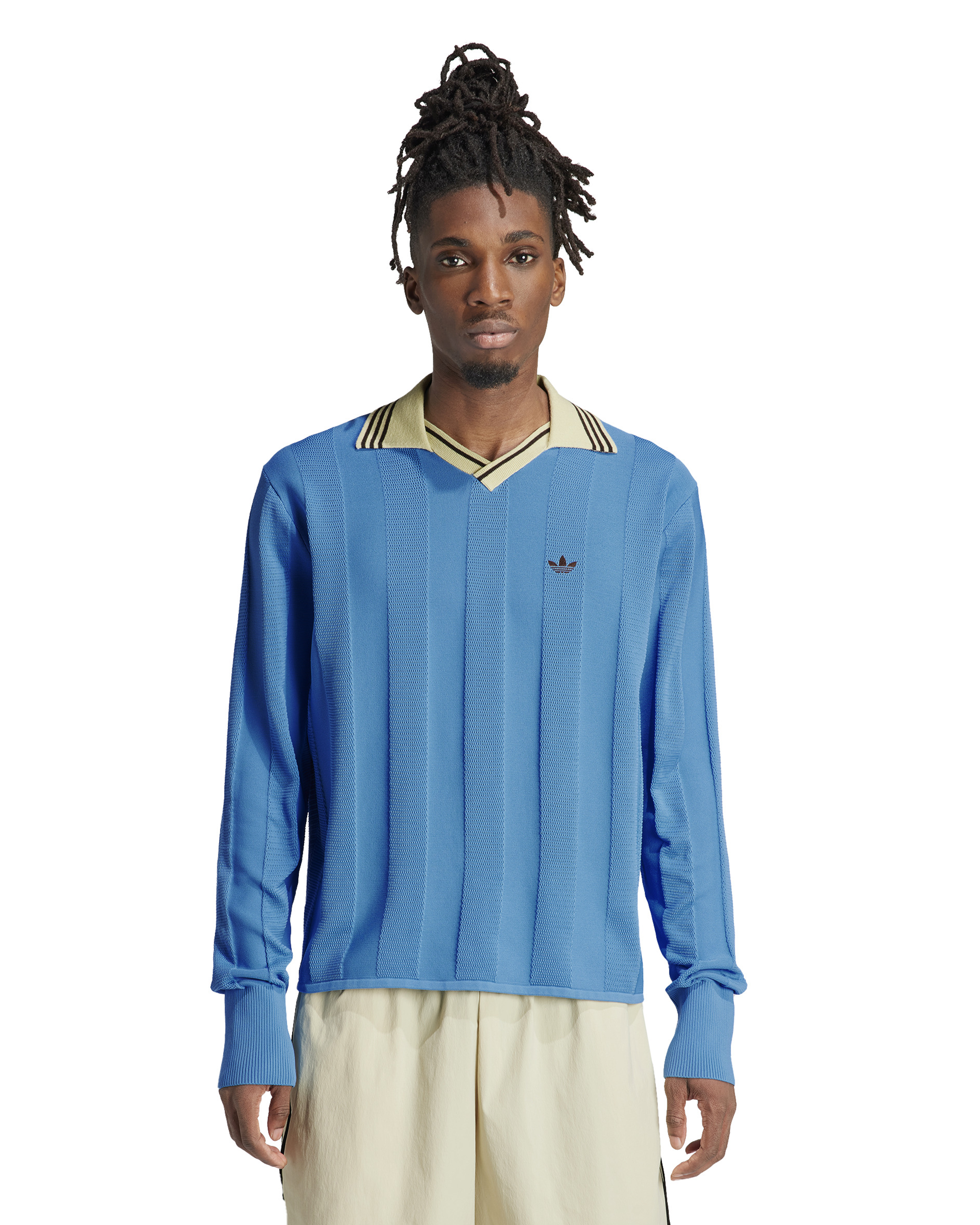 Wales Bonner Knit Football L/S - Sky Blue / Beige