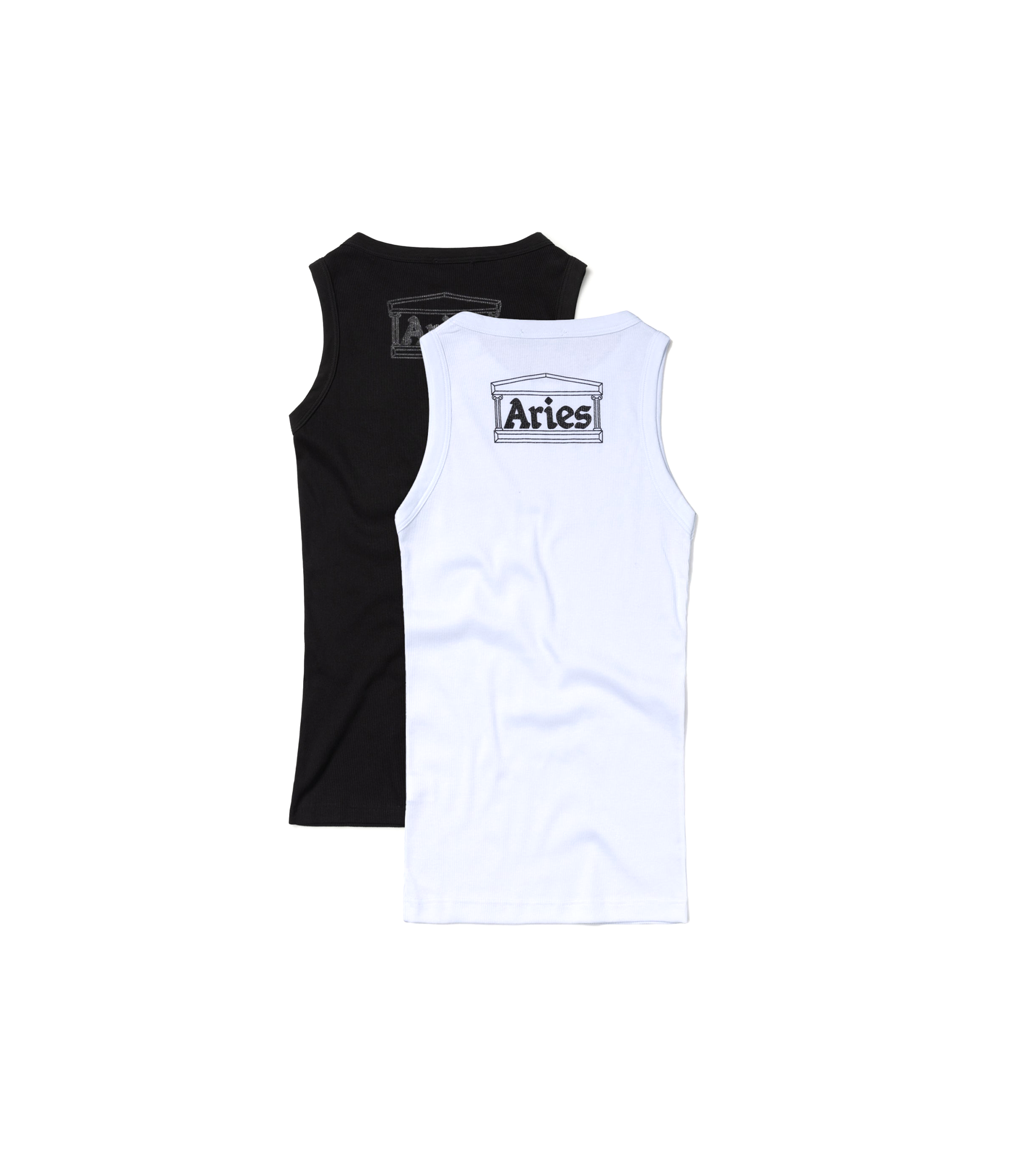 Racer-Back Rib Vest 2 Pack - White / Black