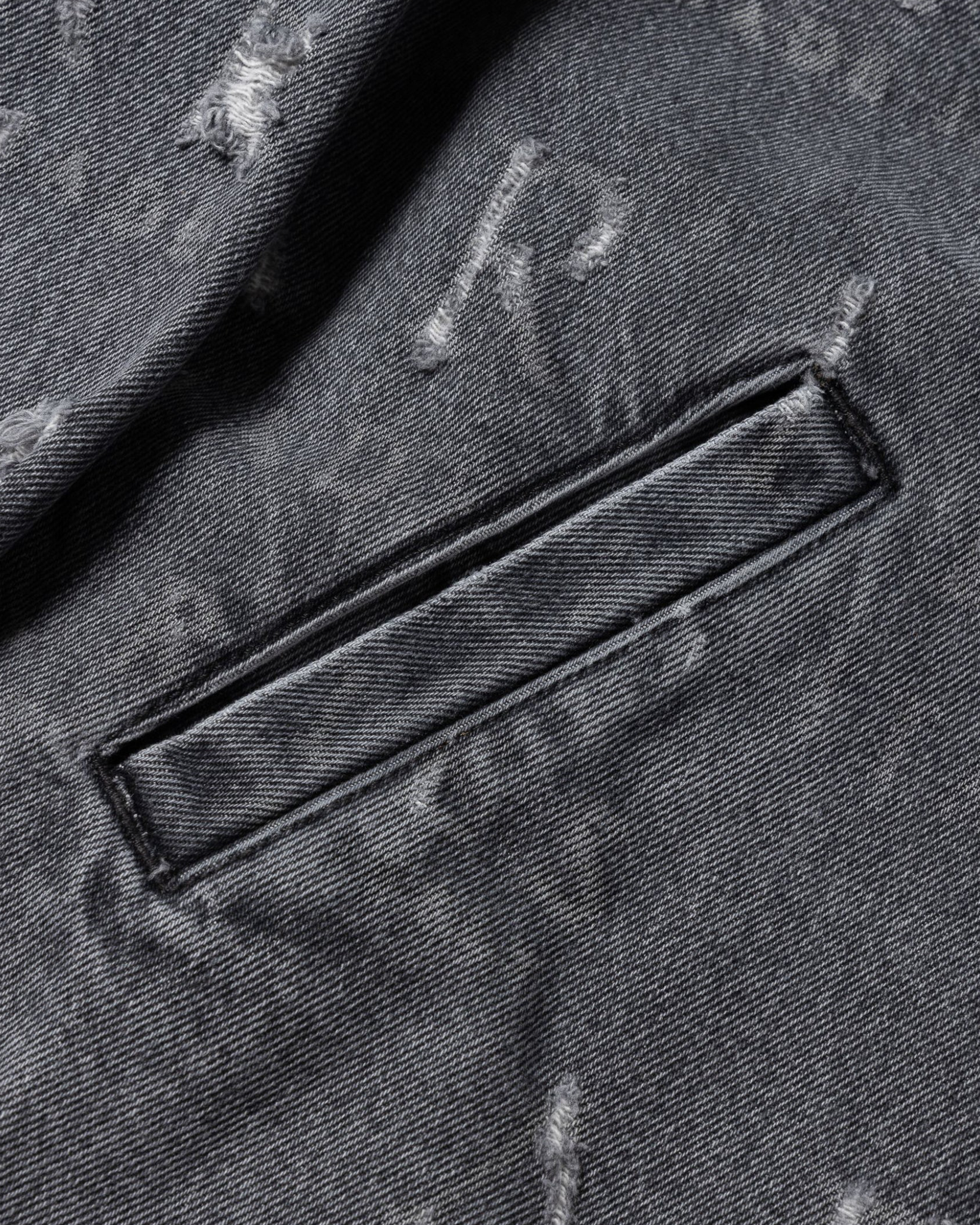 Destroyed Zip Through Jean Jacket - Black