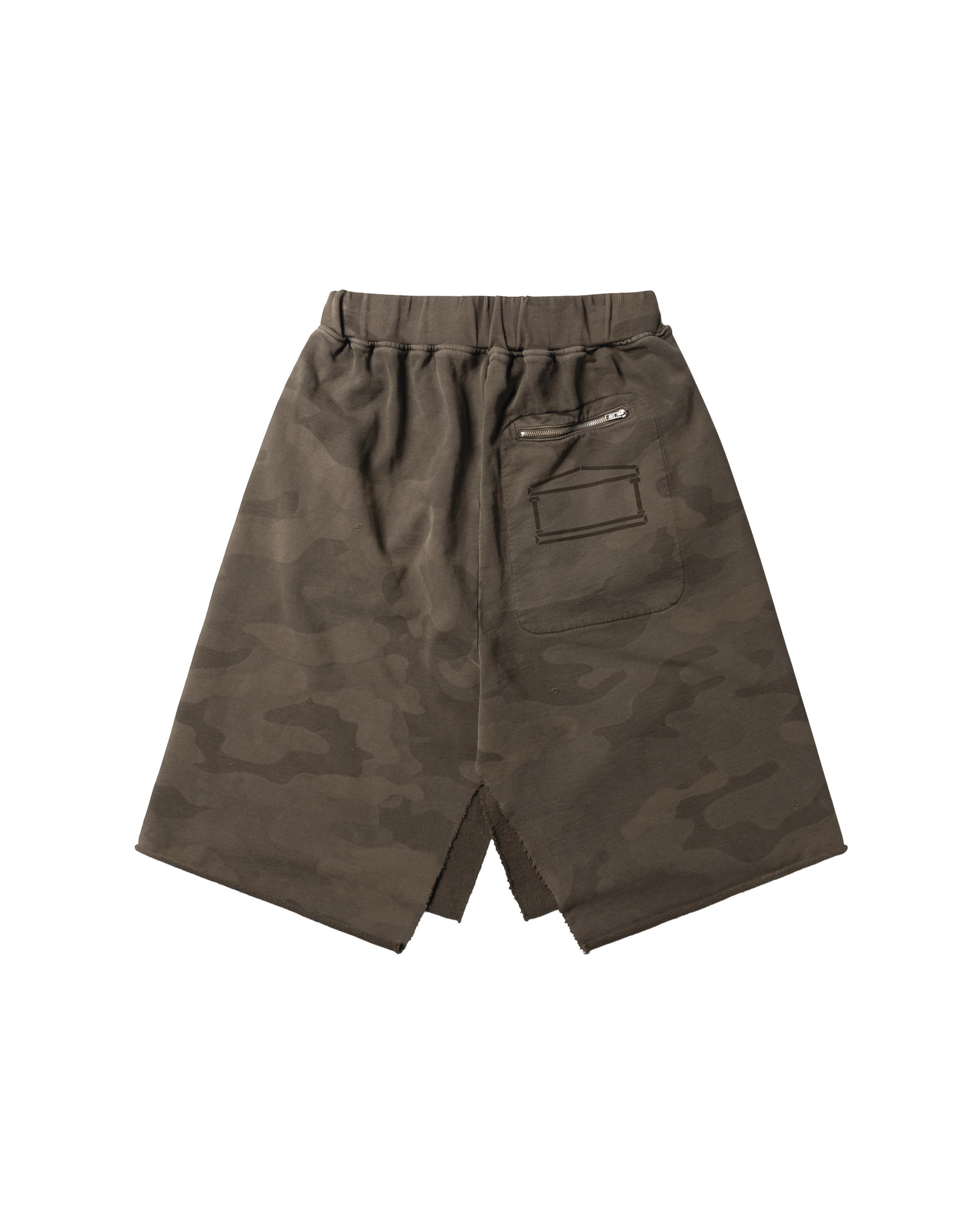 Deconstructured Aged Camo Sweatskirt - Dark Olive