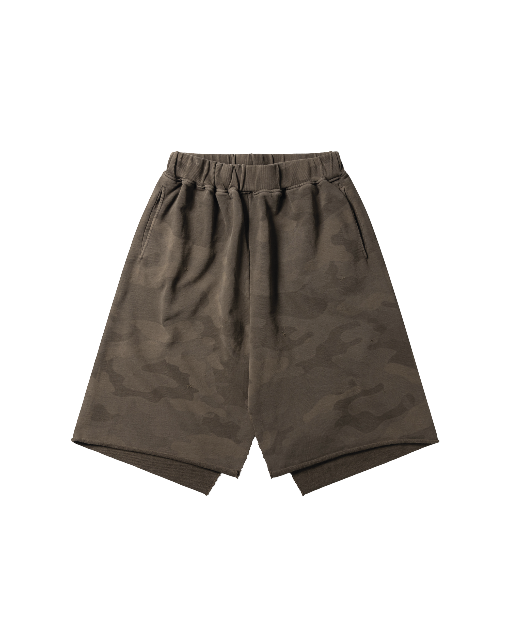 Deconstructured Aged Camo Sweatskirt - Dark Olive